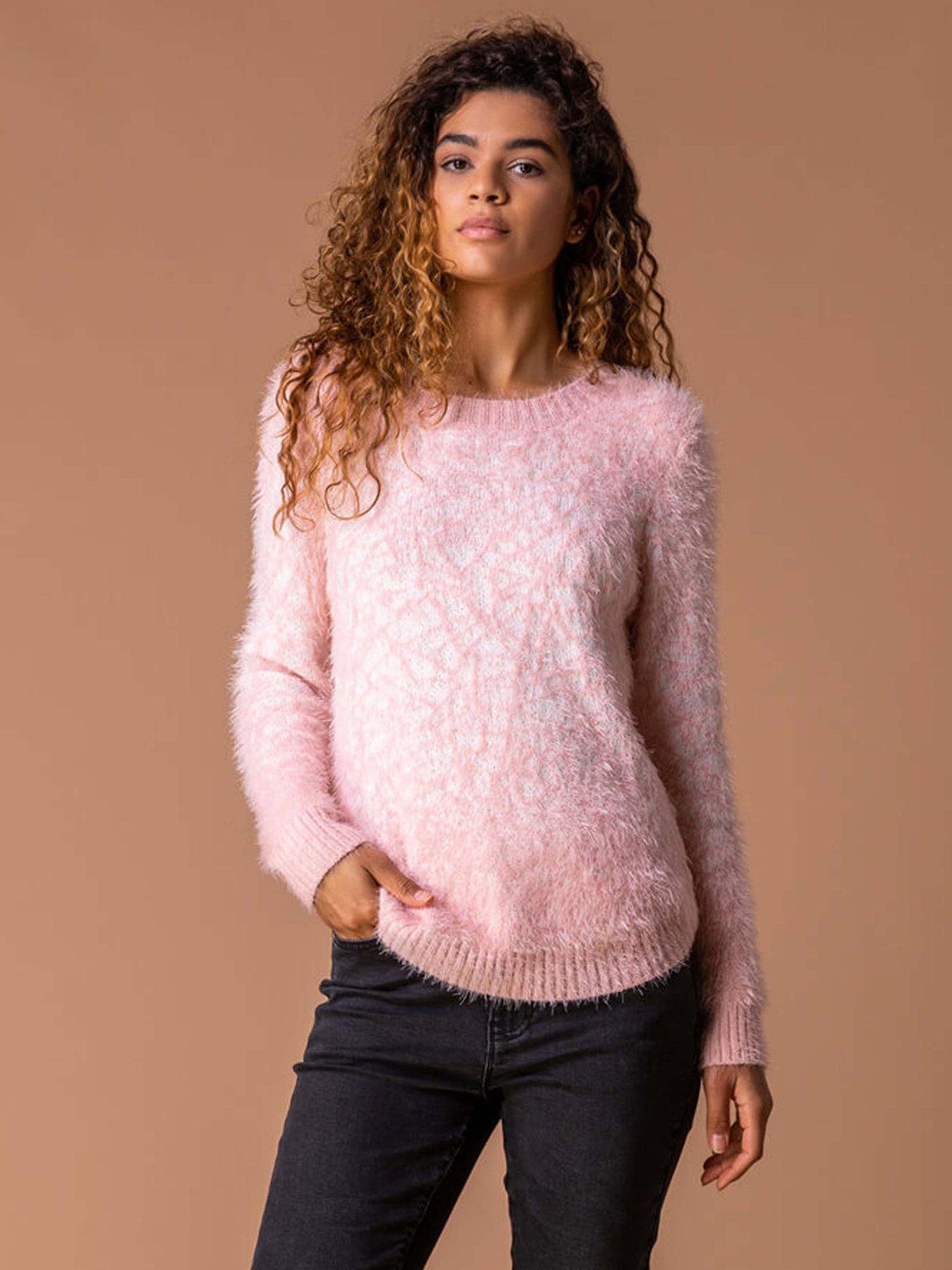 roman-mosaic-print-fluffy-jumper-light-pinkfront