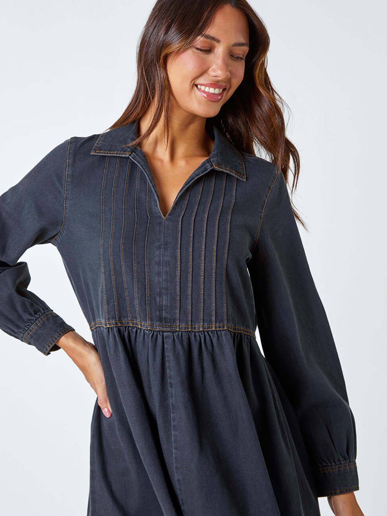 roman-cotton-blend-denim-shirt-dress-blackoutfit