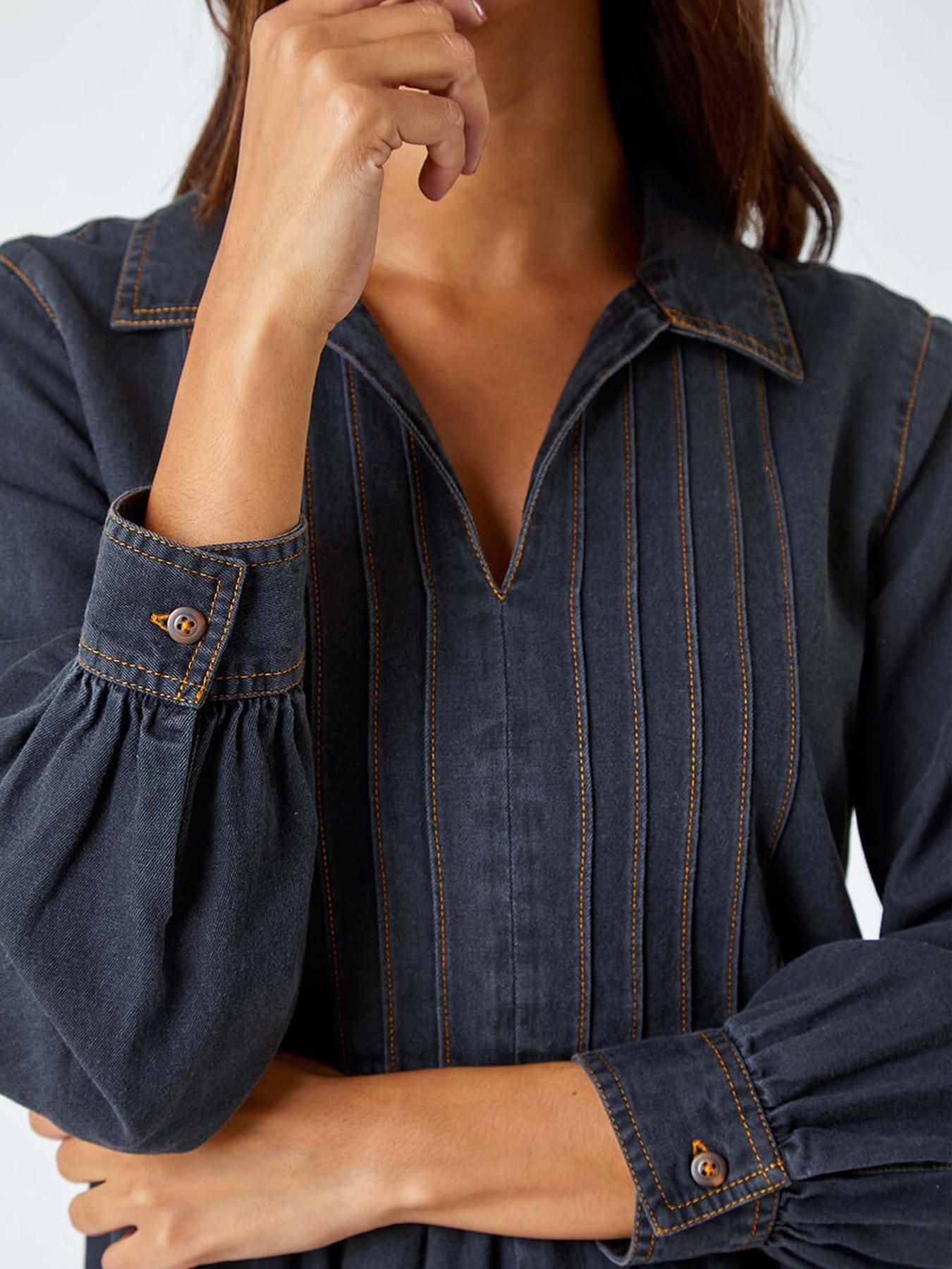 roman-cotton-blend-denim-shirt-dress-blackdetail