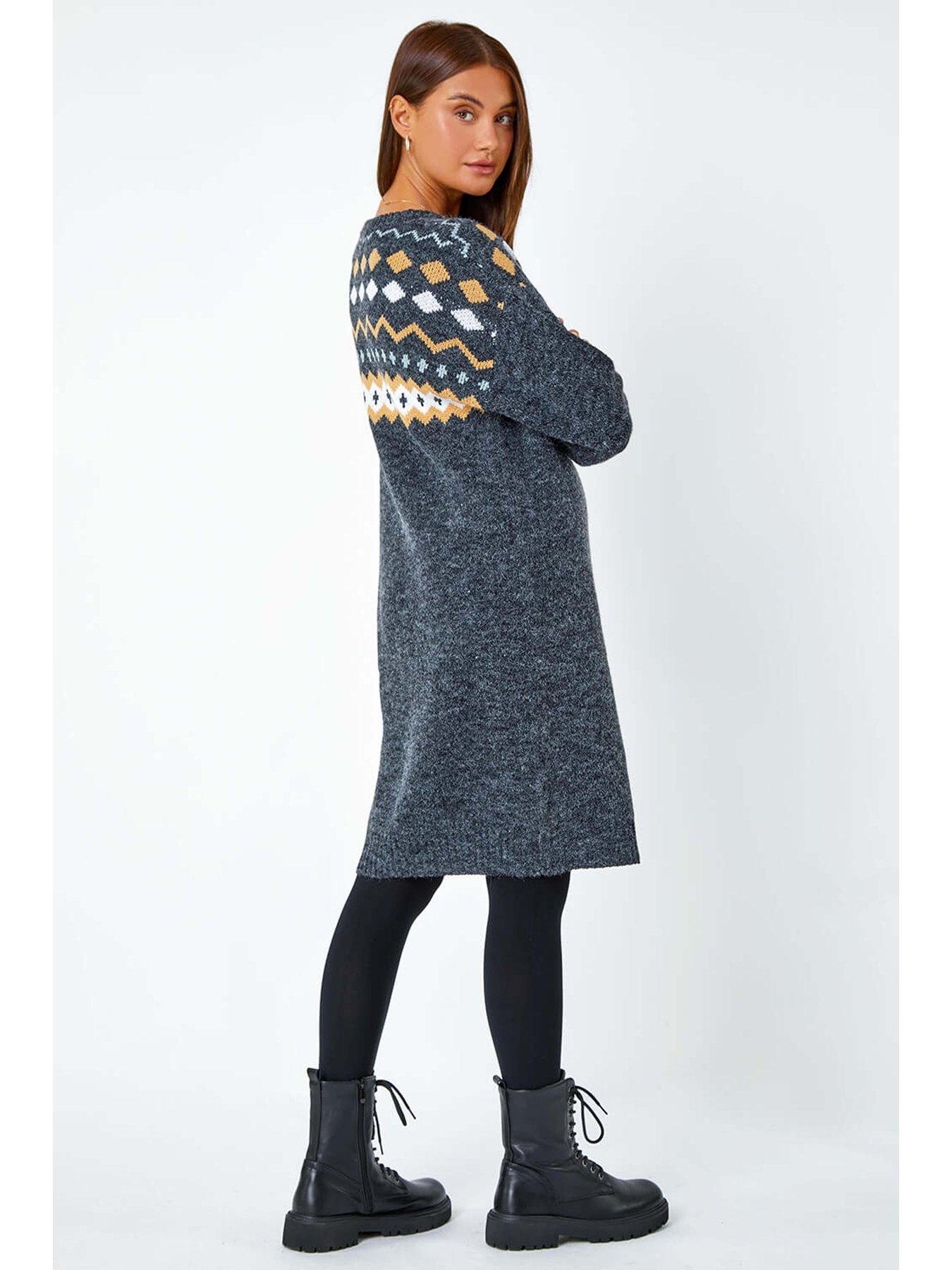 roman-nordic-print-knitted-jumper-dress-dark-greystillFront
