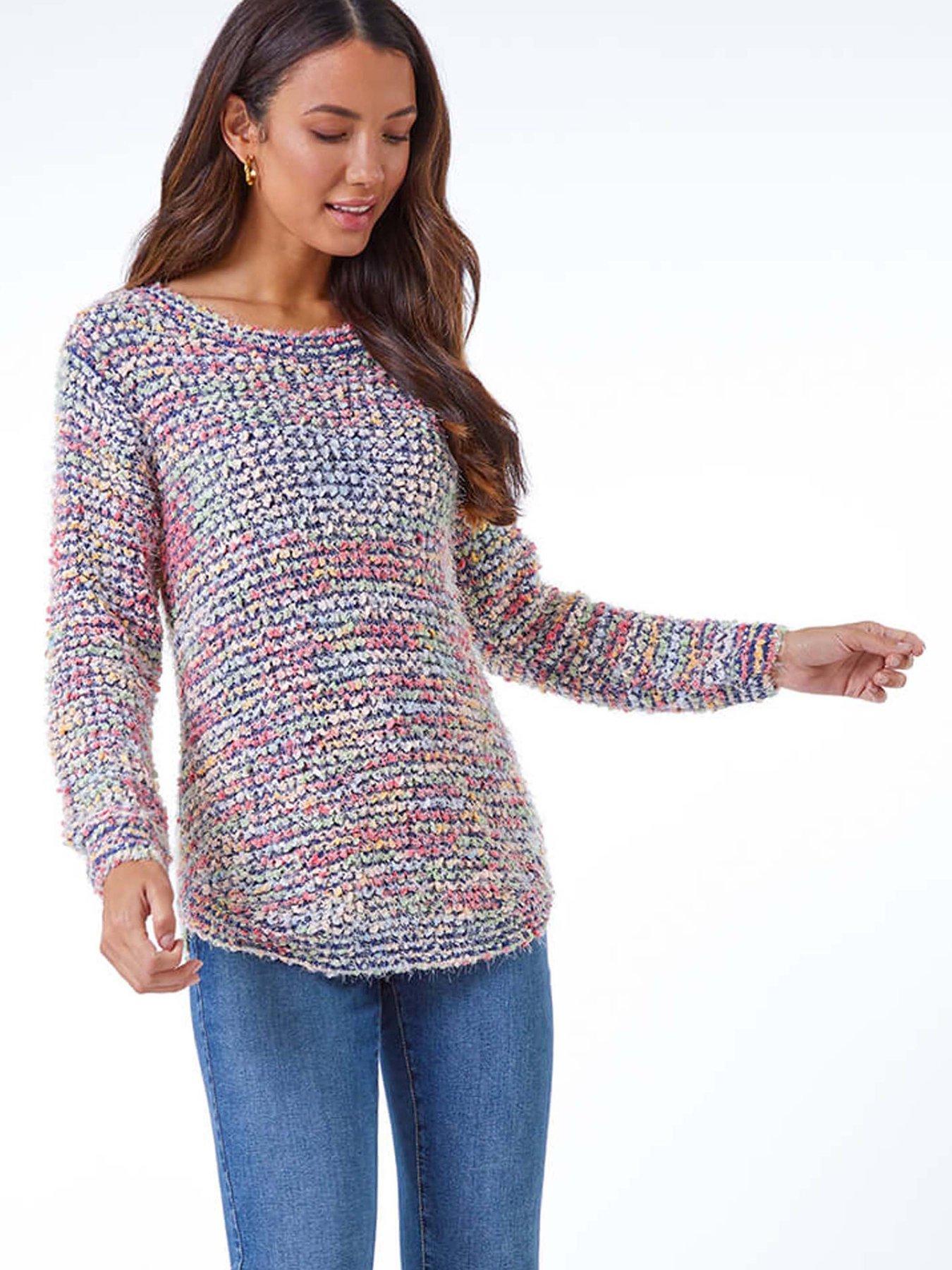 roman-fluffy-striped-curve-hem-jumper-blue