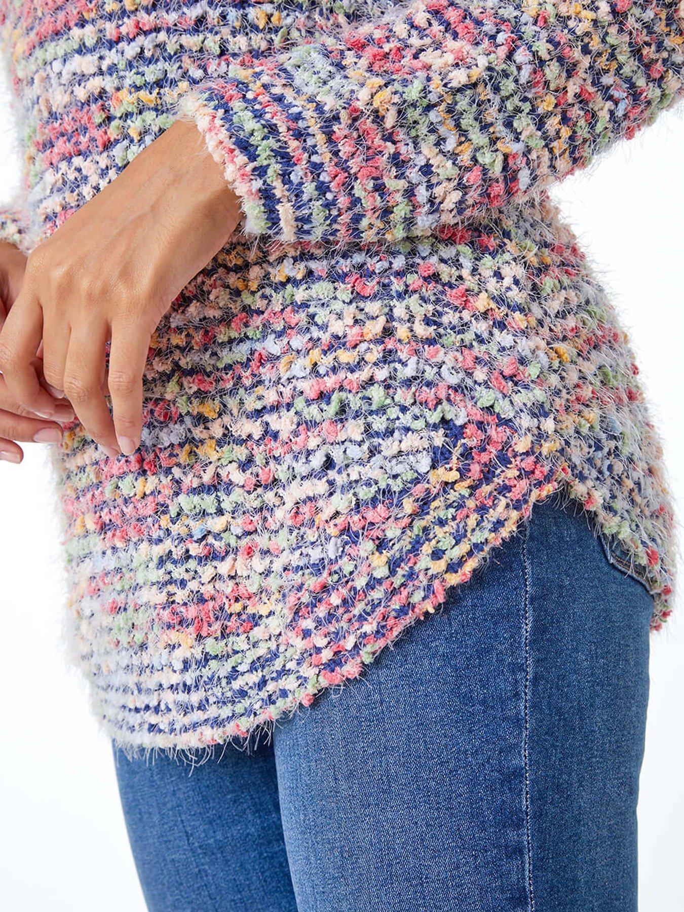 roman-fluffy-striped-curve-hem-jumper-bluedetail