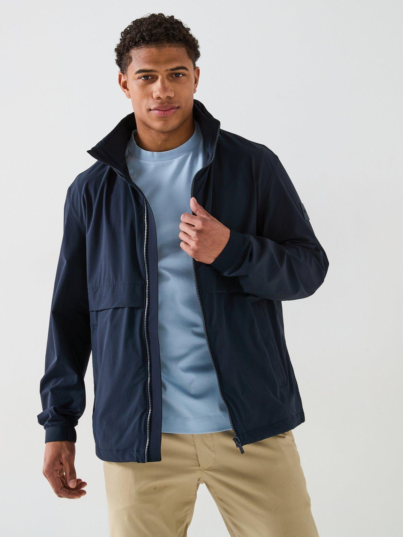 undefined Boss P-caldar Regular Fit Stretch Nylon Harrington Jacket - Navy