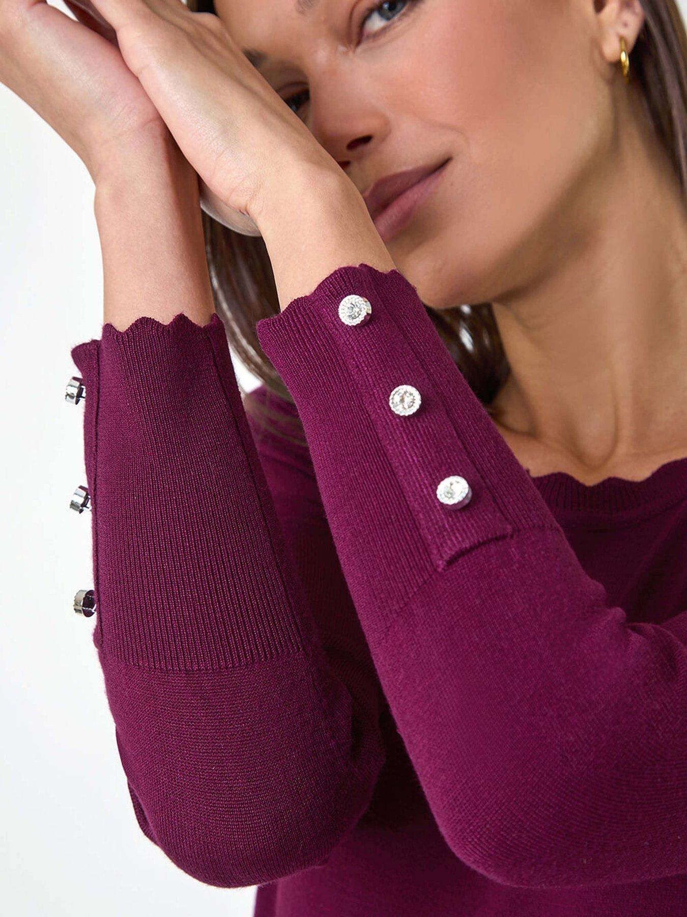 roman-diamante-button-scallop-edge-jumper-burgundydetail