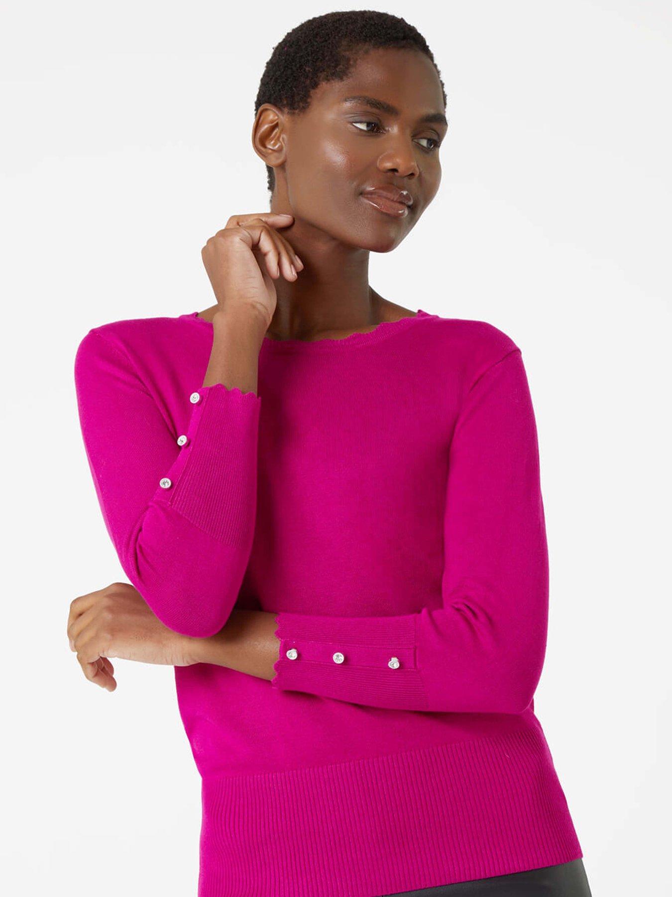 roman-diamante-button-scallop-edge-jumper-fuchsiafront