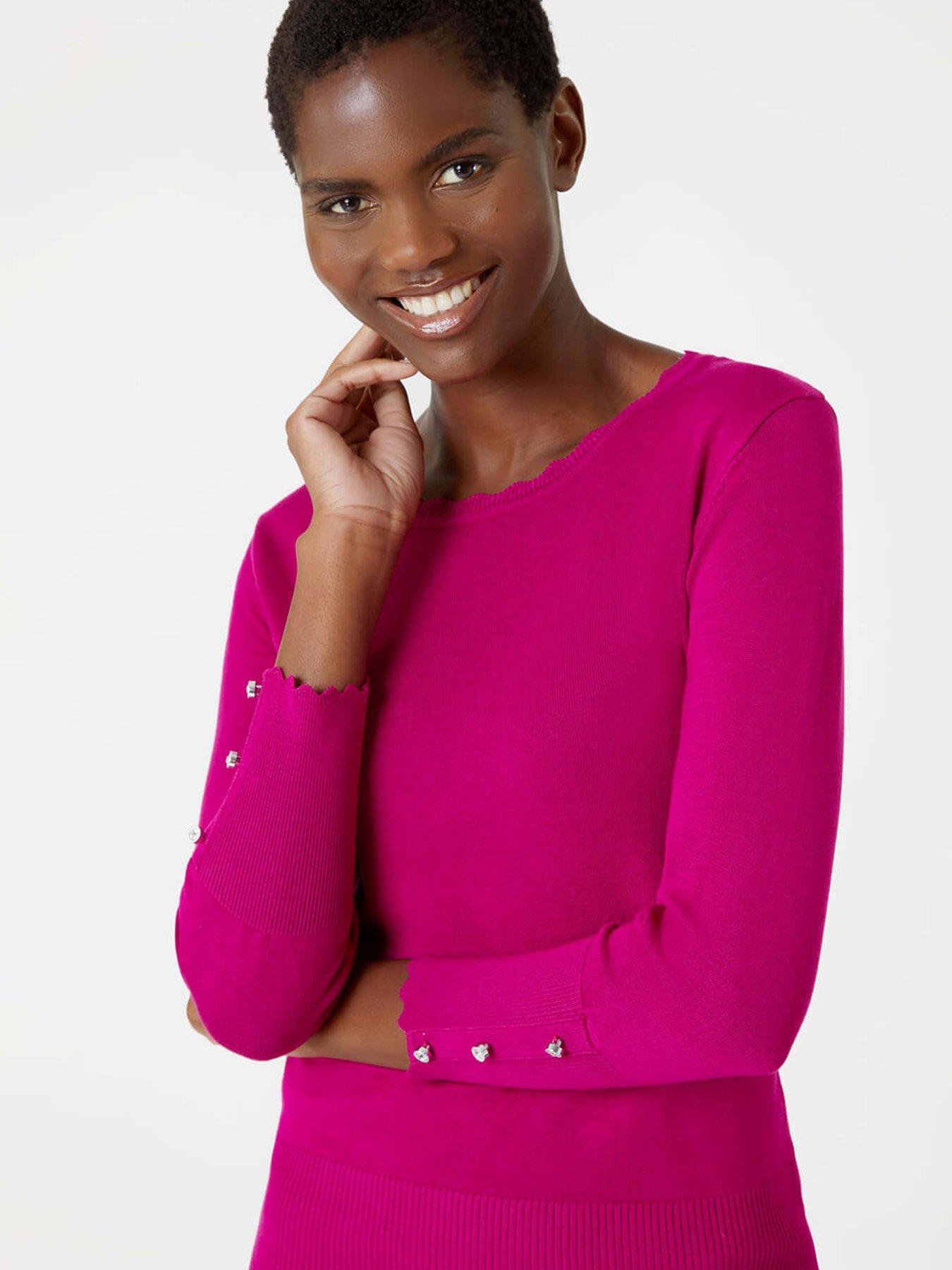 roman-diamante-button-scallop-edge-jumper-fuchsiaoutfit