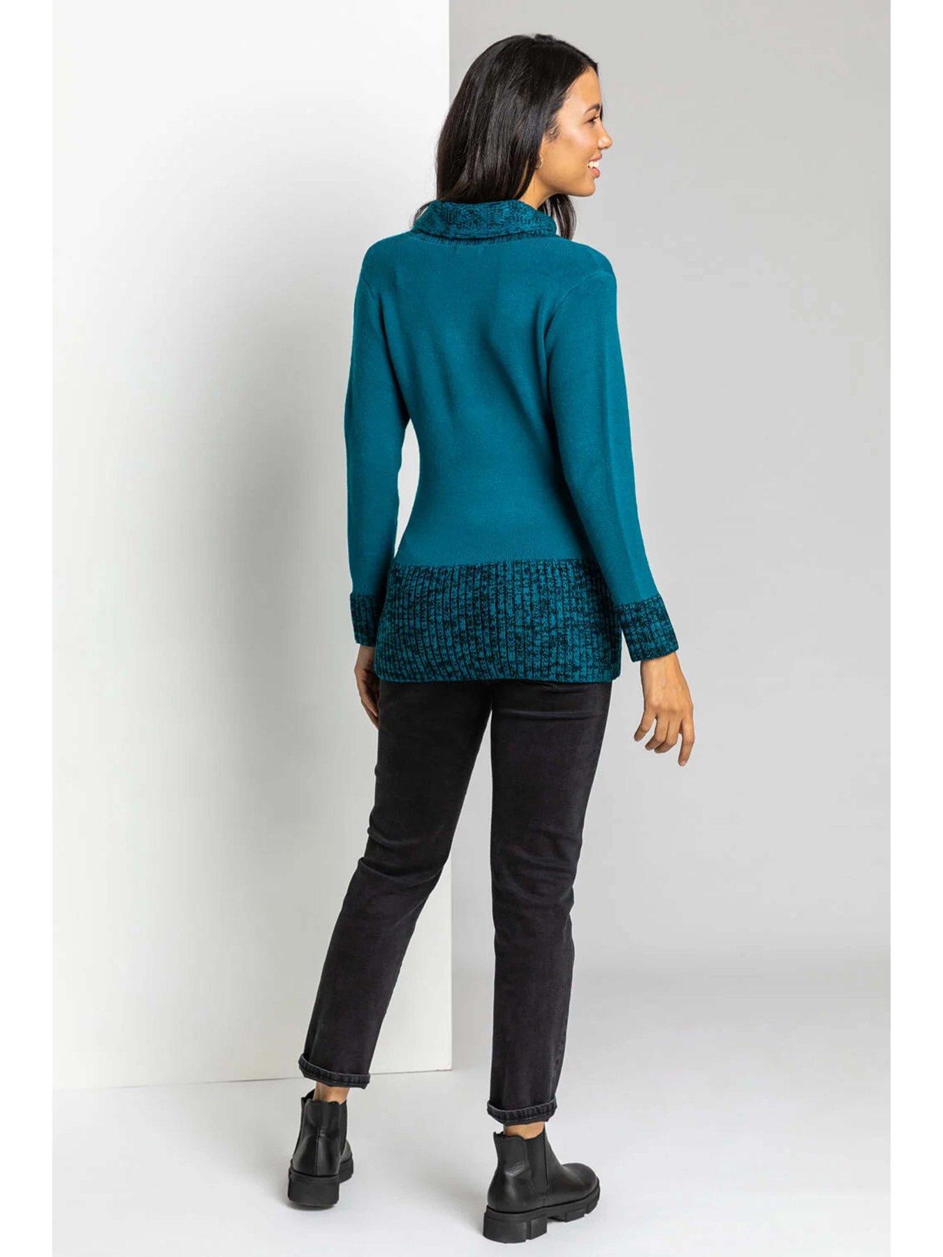roman-v-neck-overlap-button-detail-longline-jumper-tealstillFront