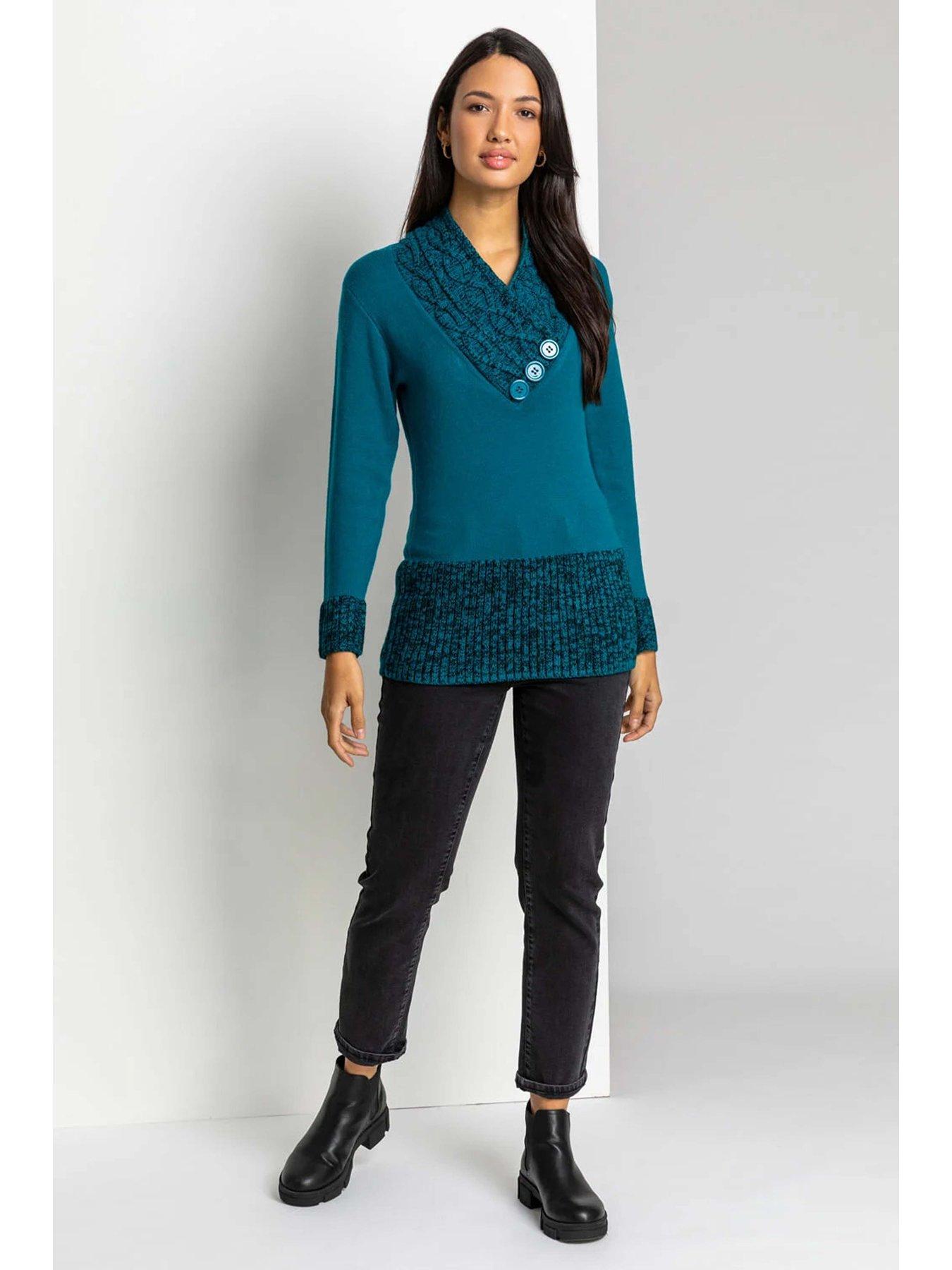 roman-v-neck-overlap-button-detail-longline-jumper-tealback