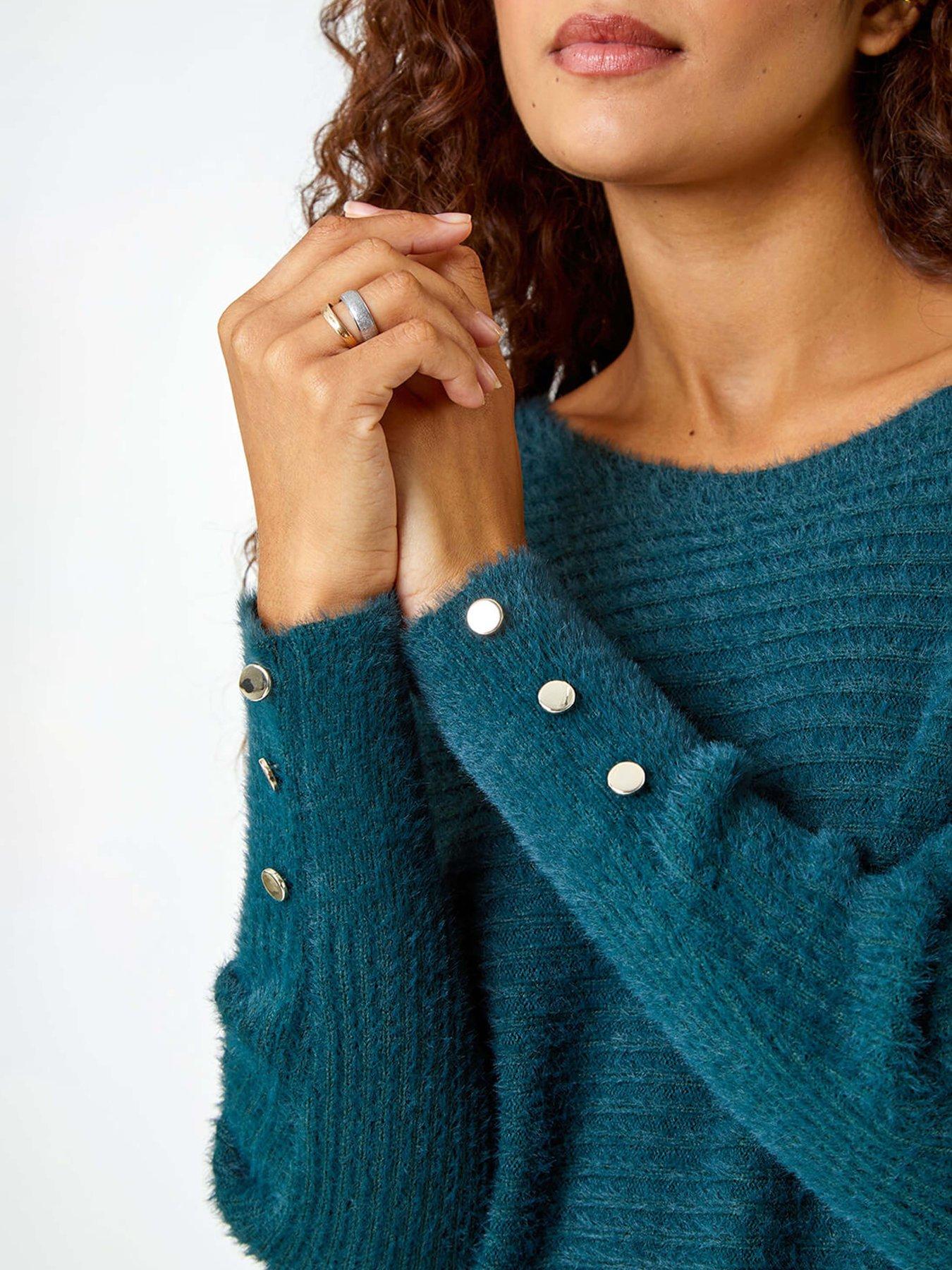 roman-button-sleeve-fluffy-longline-jumper-greendetail