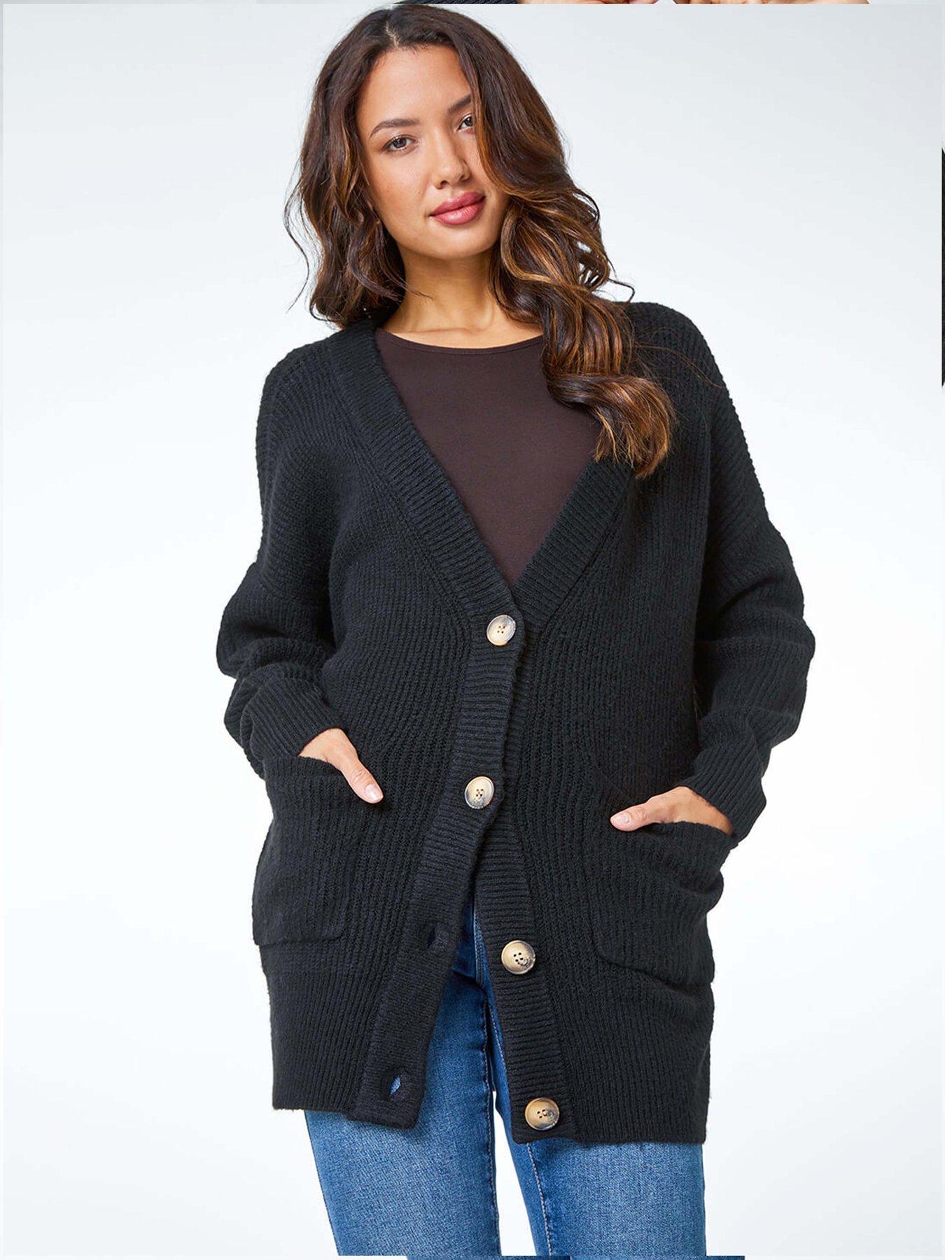 Roman Relaxed Longline Cardigan - Black