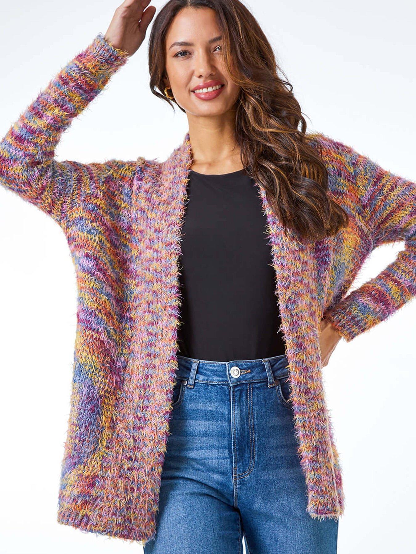 Roman Fluffy Longline Cosy Cardigan - Multi