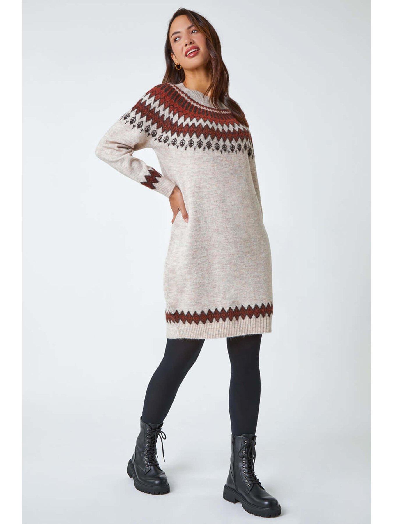 roman-soft-knit-fairisle-jumper-dress-biscuitback