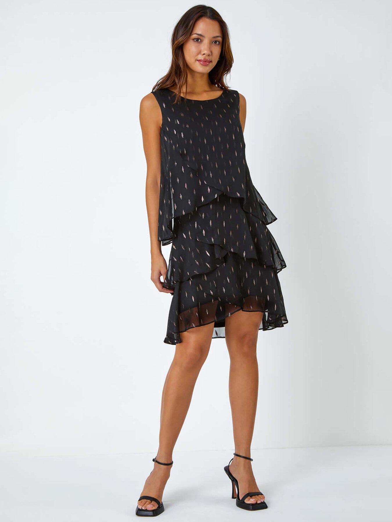 roman-shimmer-foil-print-tiered-dress-blackback