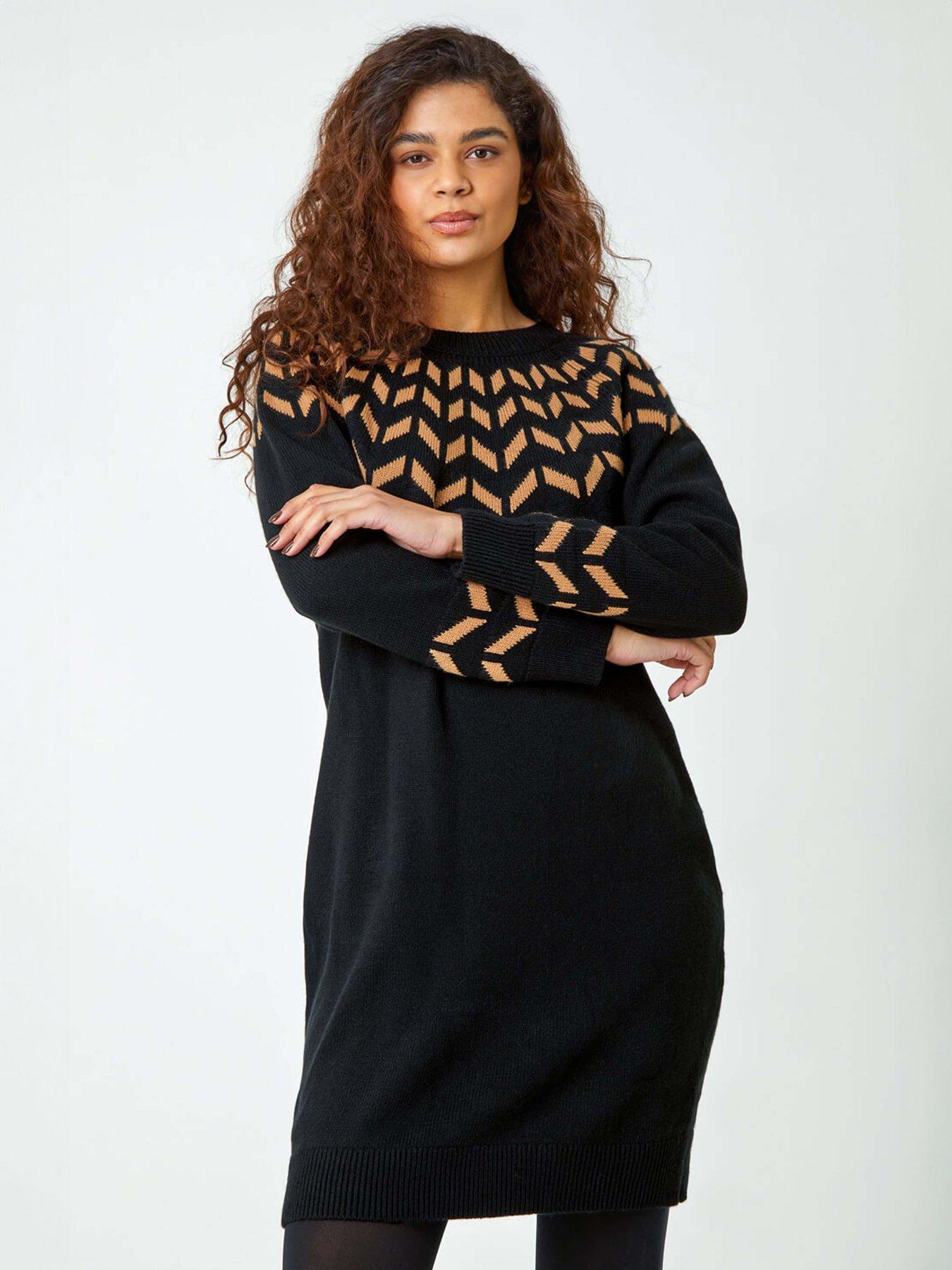 roman-chevron-stretch-knit-jumper-dress-camel