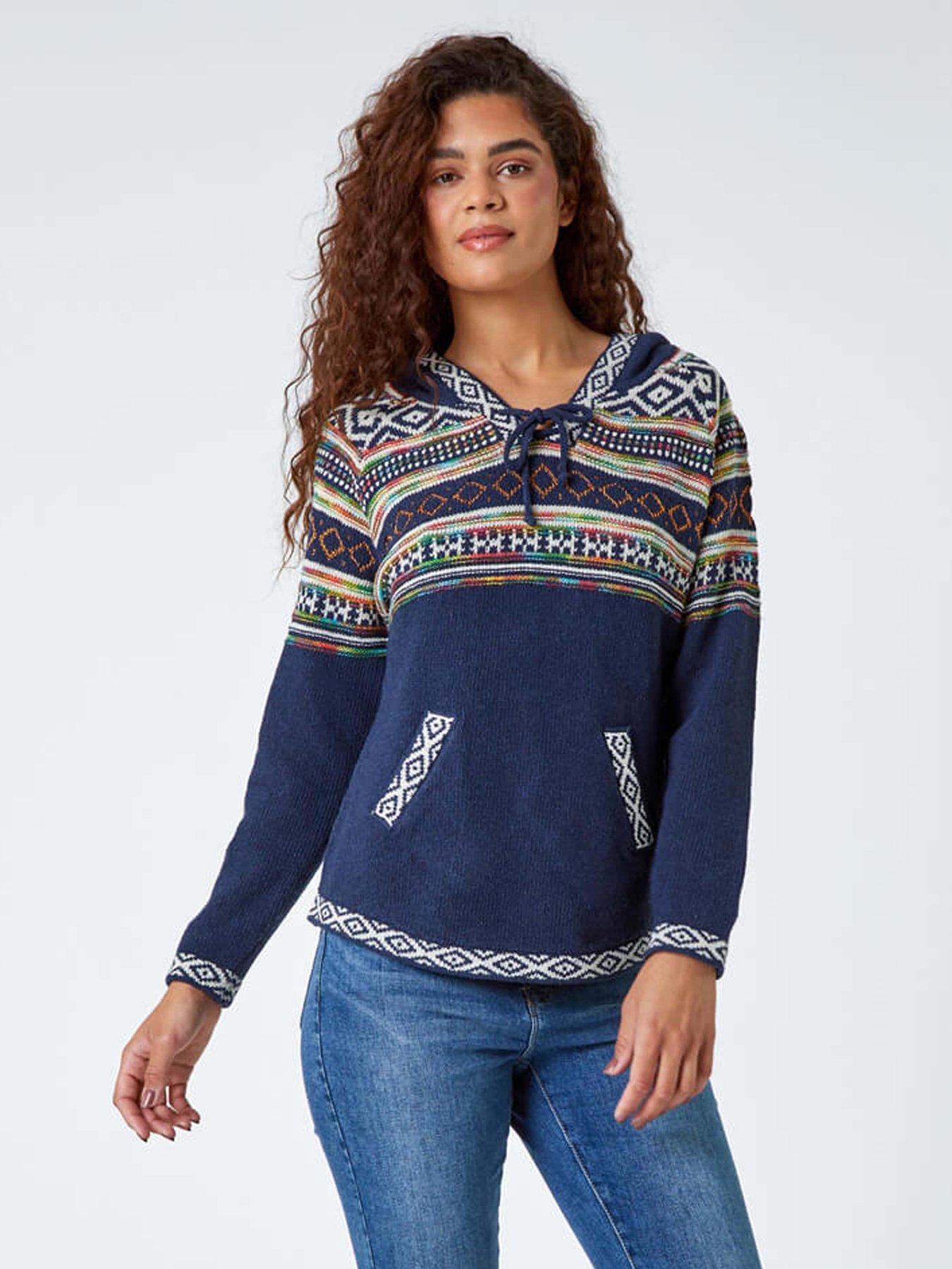 roman-nordic-print-hooded-v-neck-jumper-midnight-bluefront
