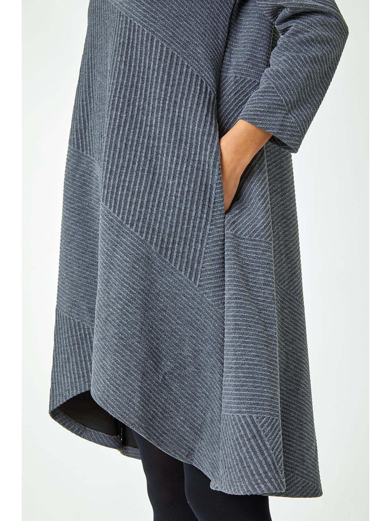 Image 5 of 5 of Roman Ribbed Asymmetric Stretch Jersey Dress - Dark Grey