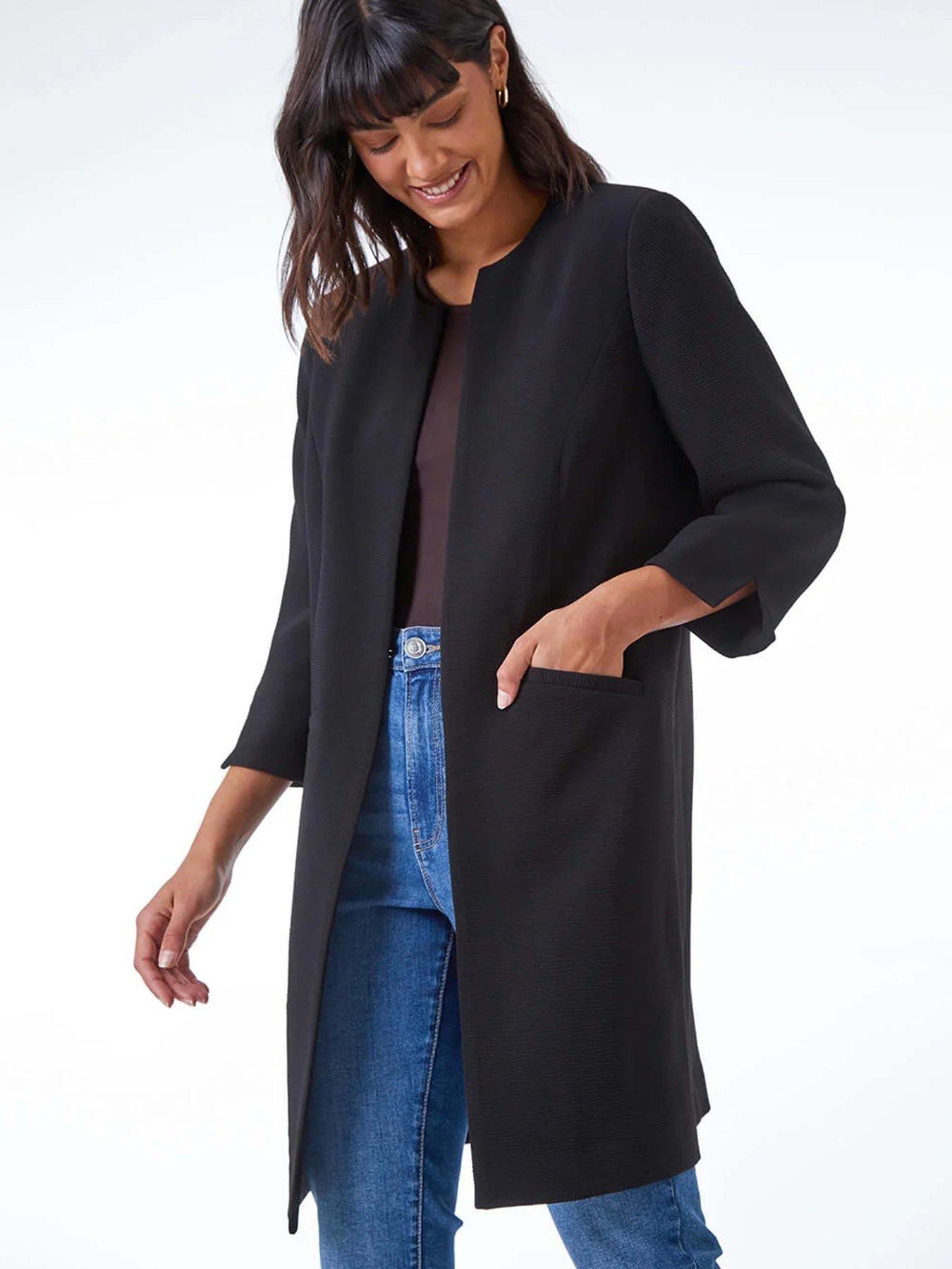 Roman Smart Longline Textured Jacket - Black