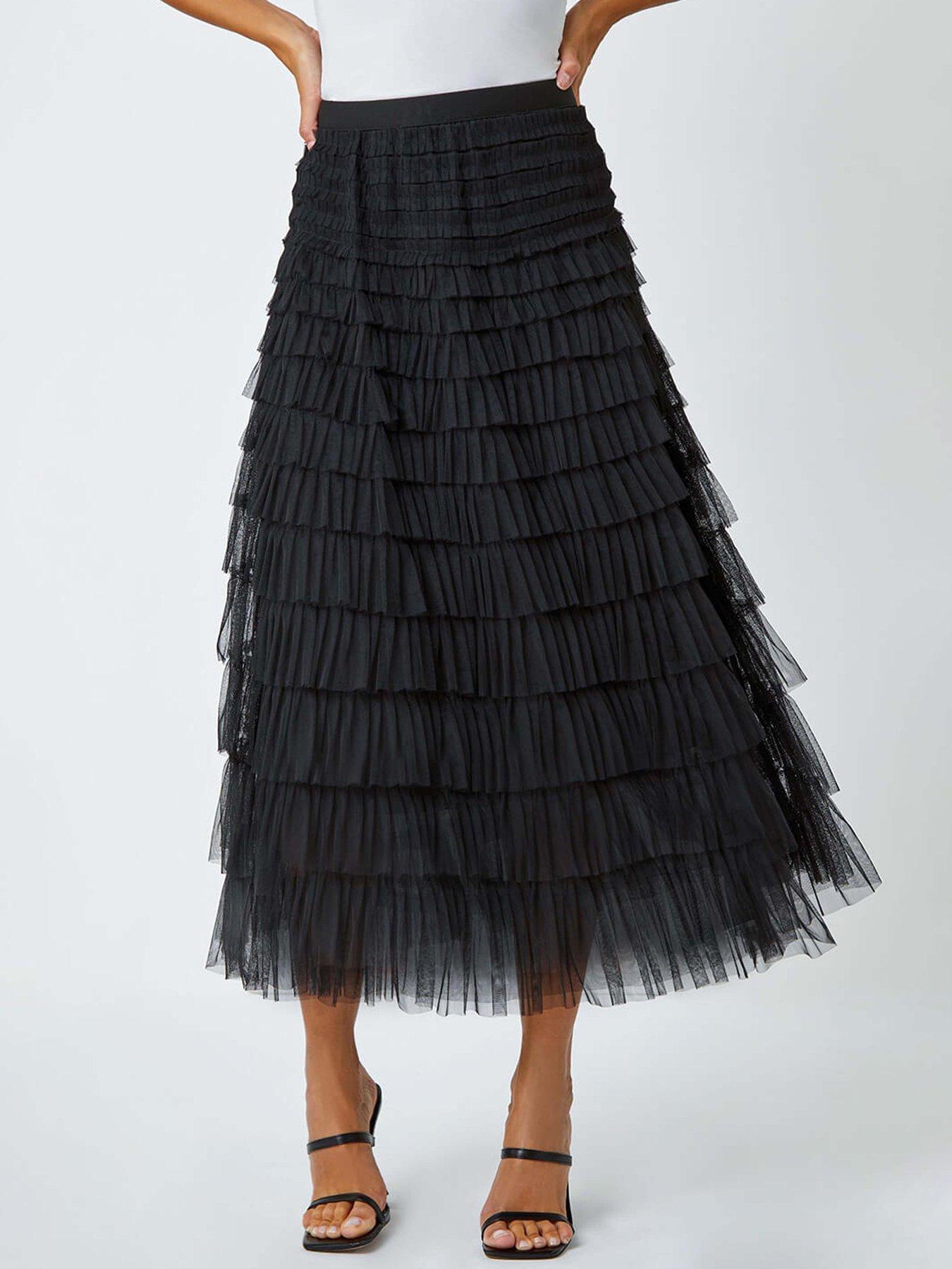 roman-elasticated-mesh-tiered-ruffle-skirt-black