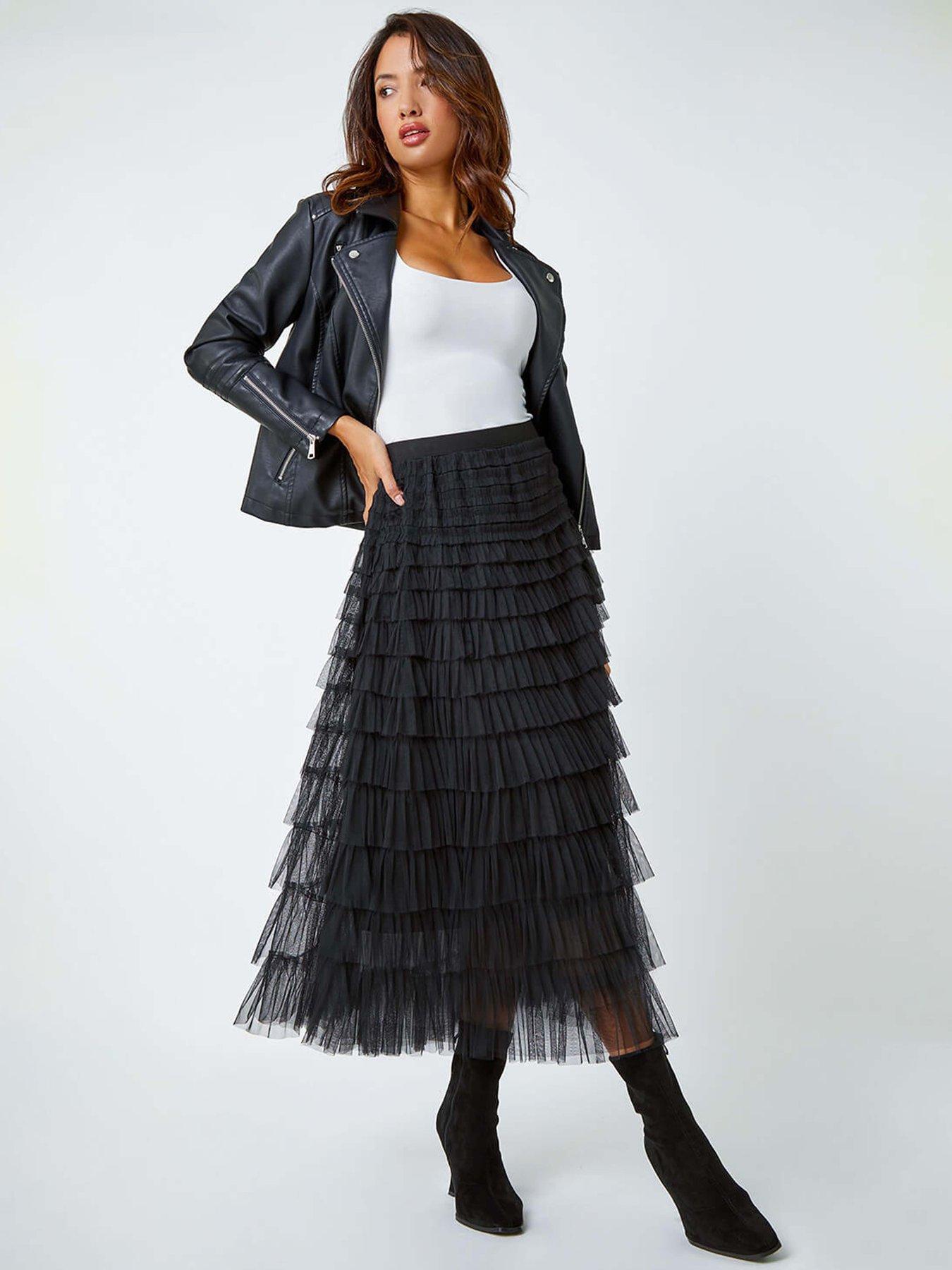 roman-elasticated-mesh-tiered-ruffle-skirt-blackoutfit