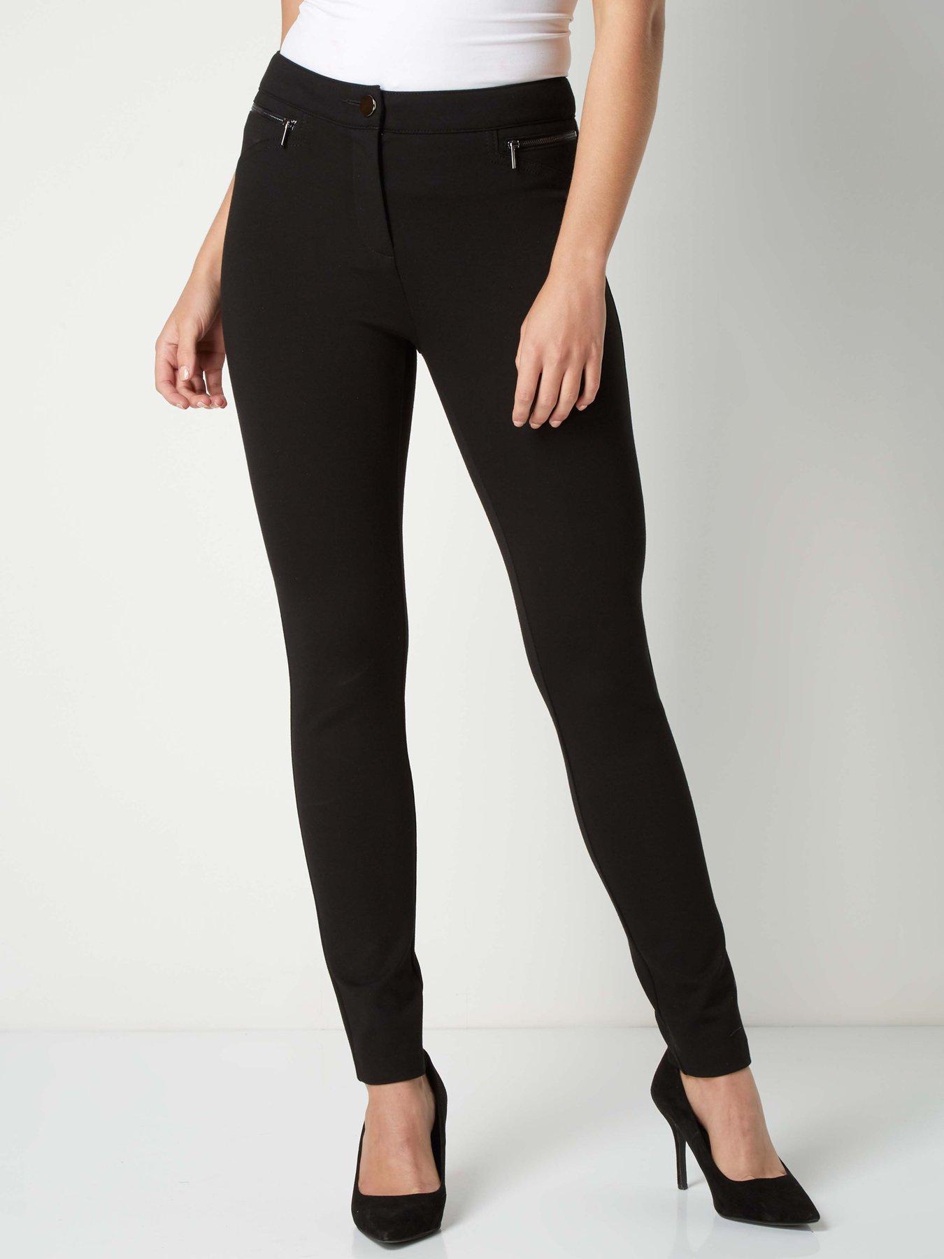 Roman Zip Detail Stretch Trouser - Black