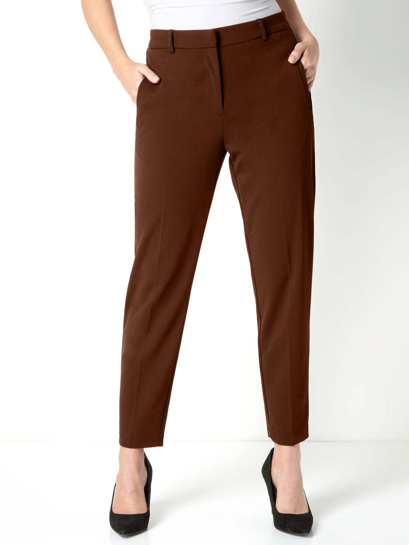 Roman Straight Leg Stretch Trouser - Brown