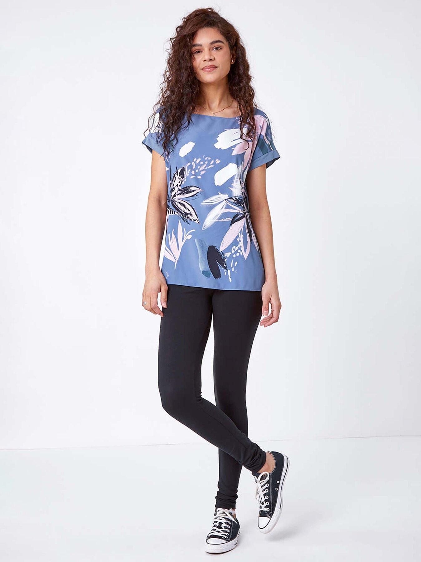 Roman Stretch Plain Leggings - Black