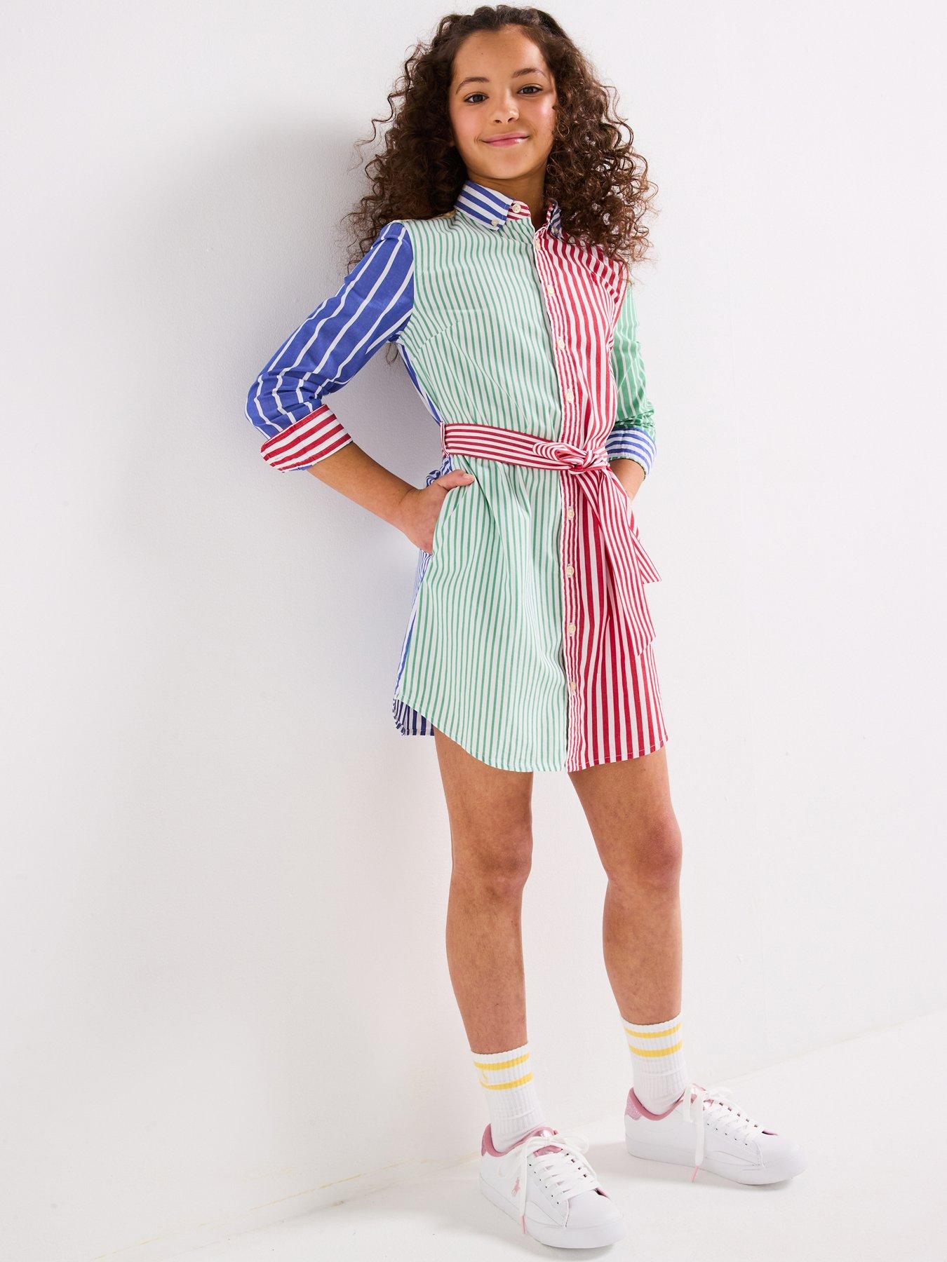 undefined Girls Fun Stripe Shirt Dress - Multi