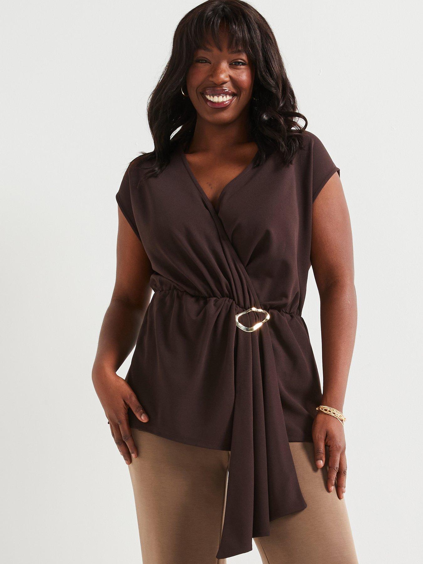 v-by-very-curve-drape-wrap-stretch-top-brown