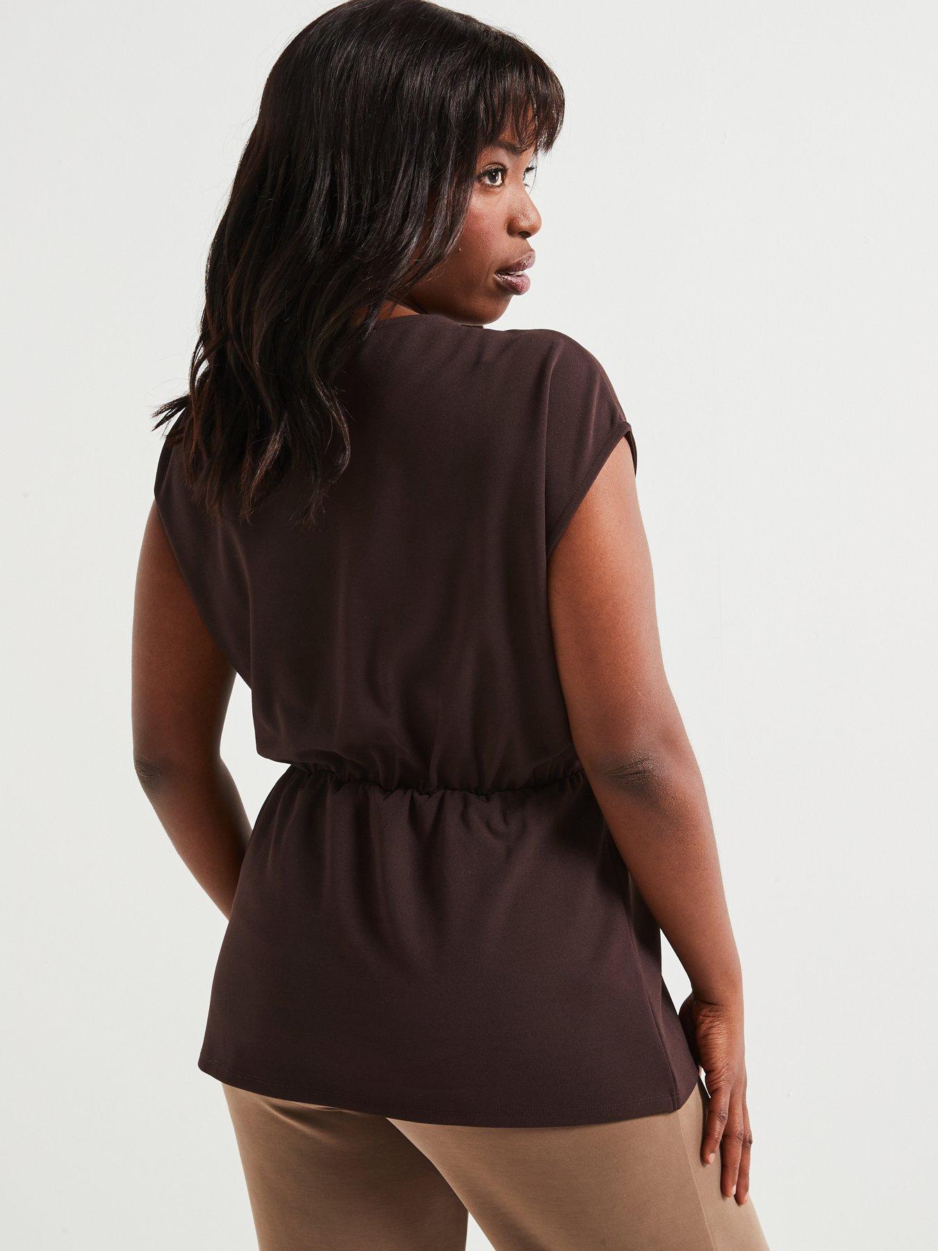 v-by-very-curve-drape-wrap-stretch-top-brownstillFront