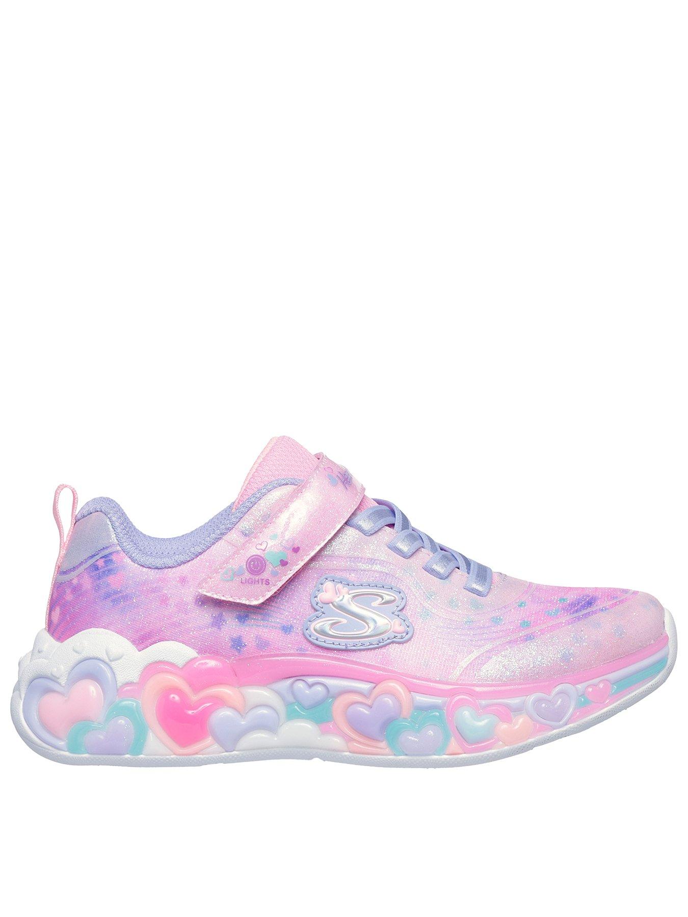 Image 1 of 5 of Skechers Lighted Satin Gore &amp; Strap W/ Sparkle Mesh &amp; Glitter Overlays - Pink