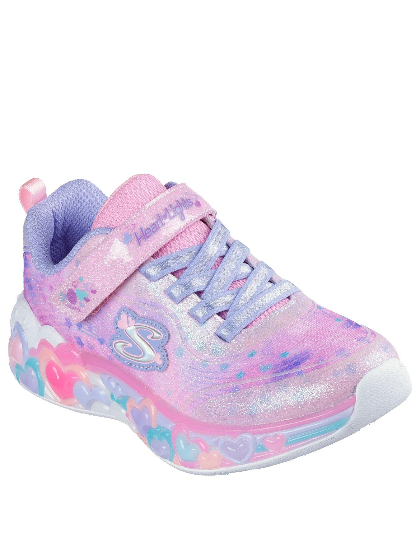 Image 2 of 5 of Skechers Lighted Satin Gore &amp; Strap W/ Sparkle Mesh &amp; Glitter Overlays - Pink