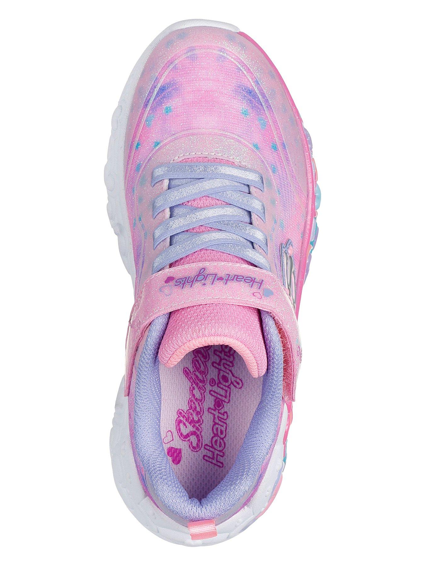 Image 3 of 5 of Skechers Lighted Satin Gore &amp; Strap W/ Sparkle Mesh &amp; Glitter Overlays - Pink