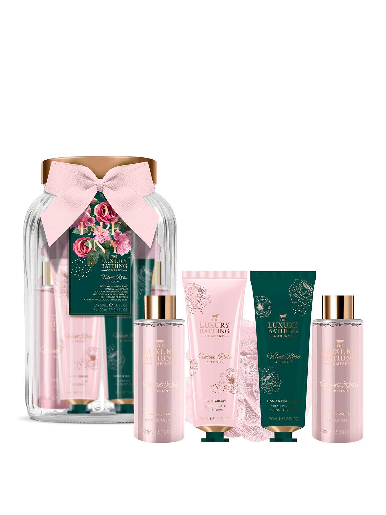 the-luxury-bathing-companynbspvelvet-rose-amp-peony-pure-indulgence-glass-jar-gift-set