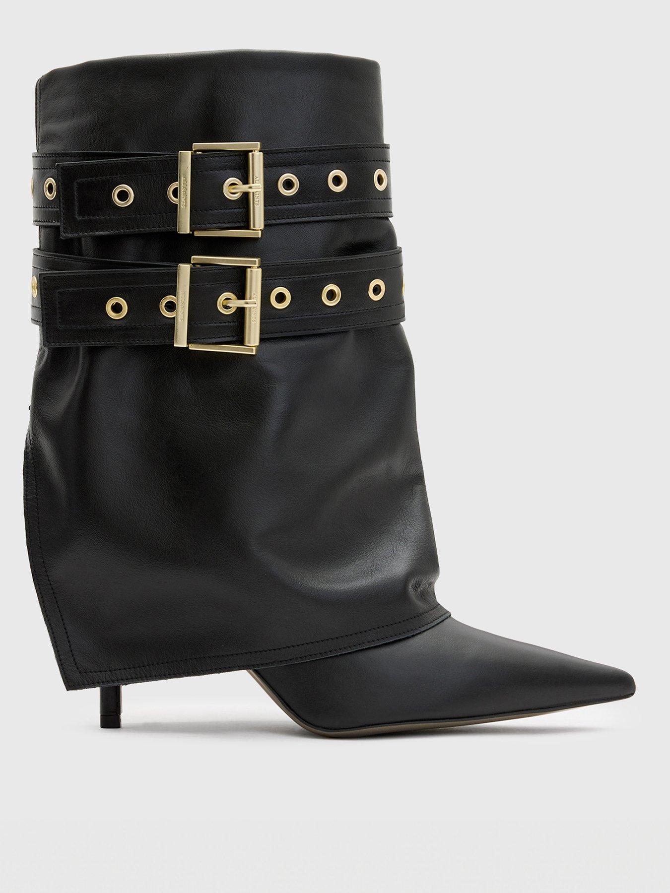 allsaints-dua-fold-over-buckle-leather-boots-blackstillFront