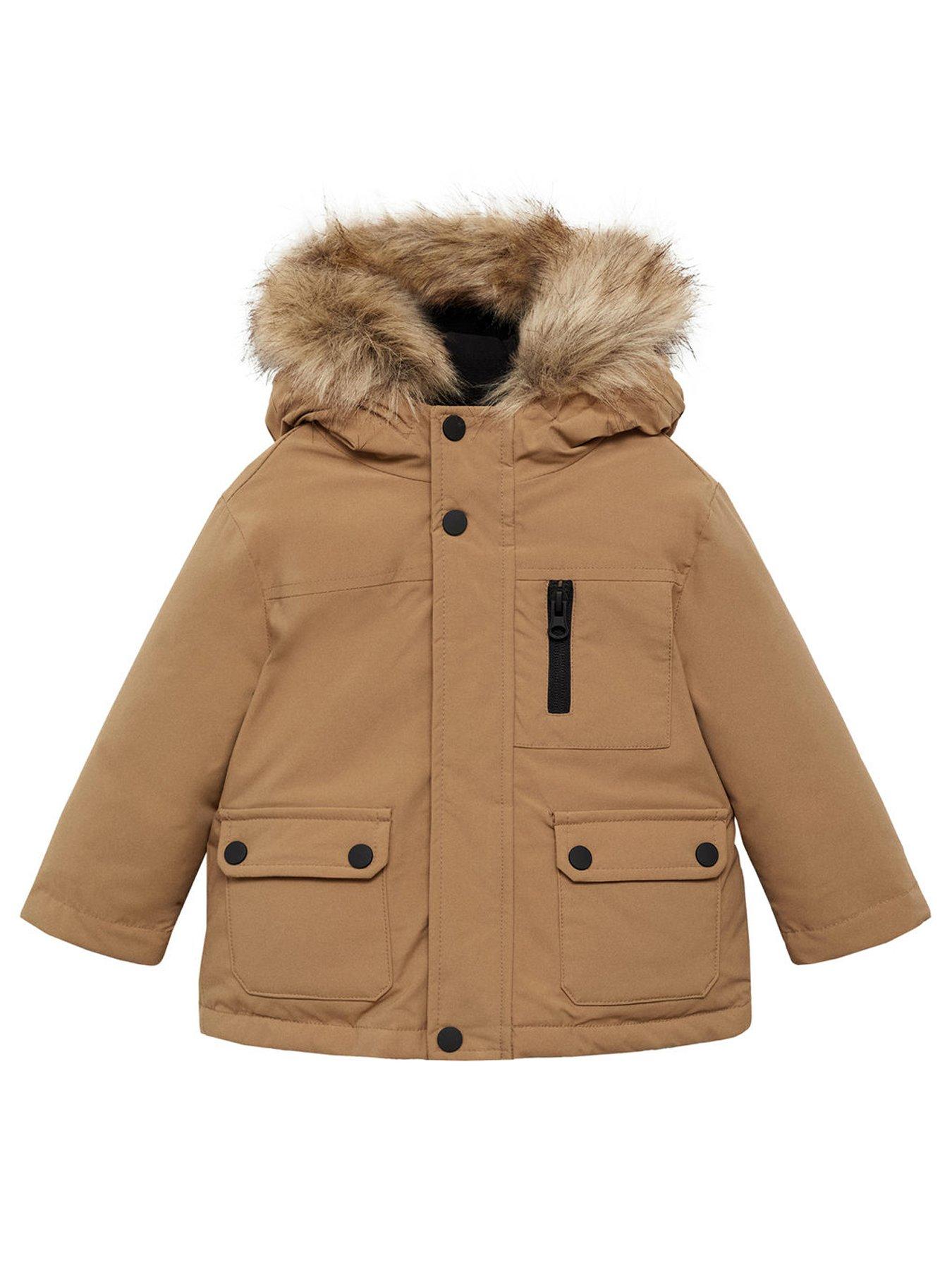 mango-younger-boys-faux-fur-trim-padded-coat-brown