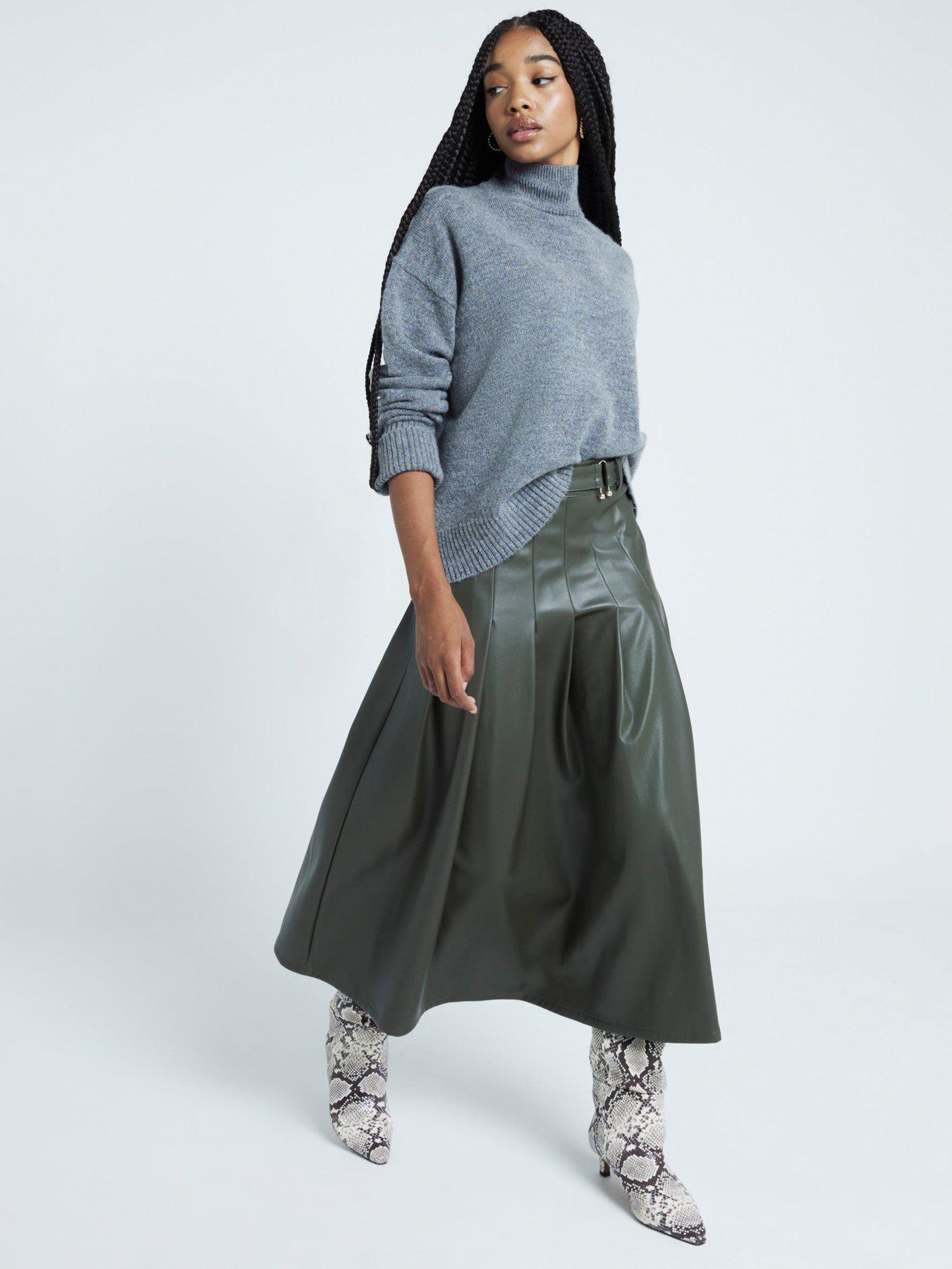 river-island-pu-pleated-midi-skirt-dark-greenback