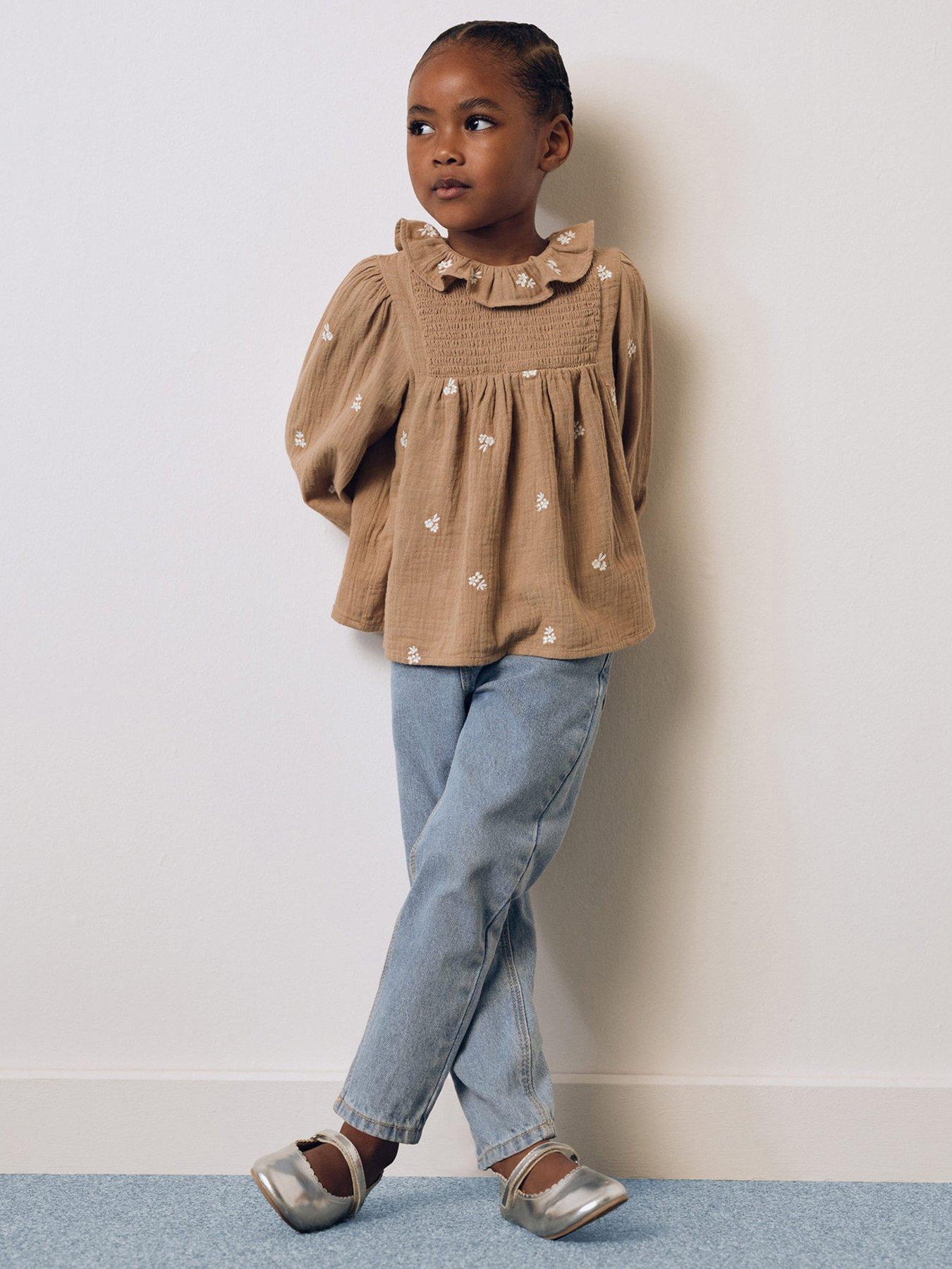 mango-younger-girls-embroidered-long-sleeve-blouse-brown