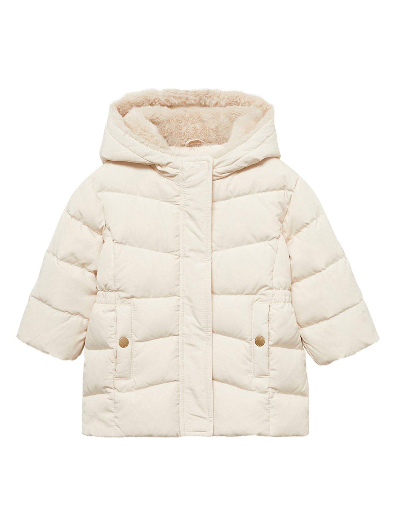 Younger Girls Faux Fur Lined Padded Coat Cream