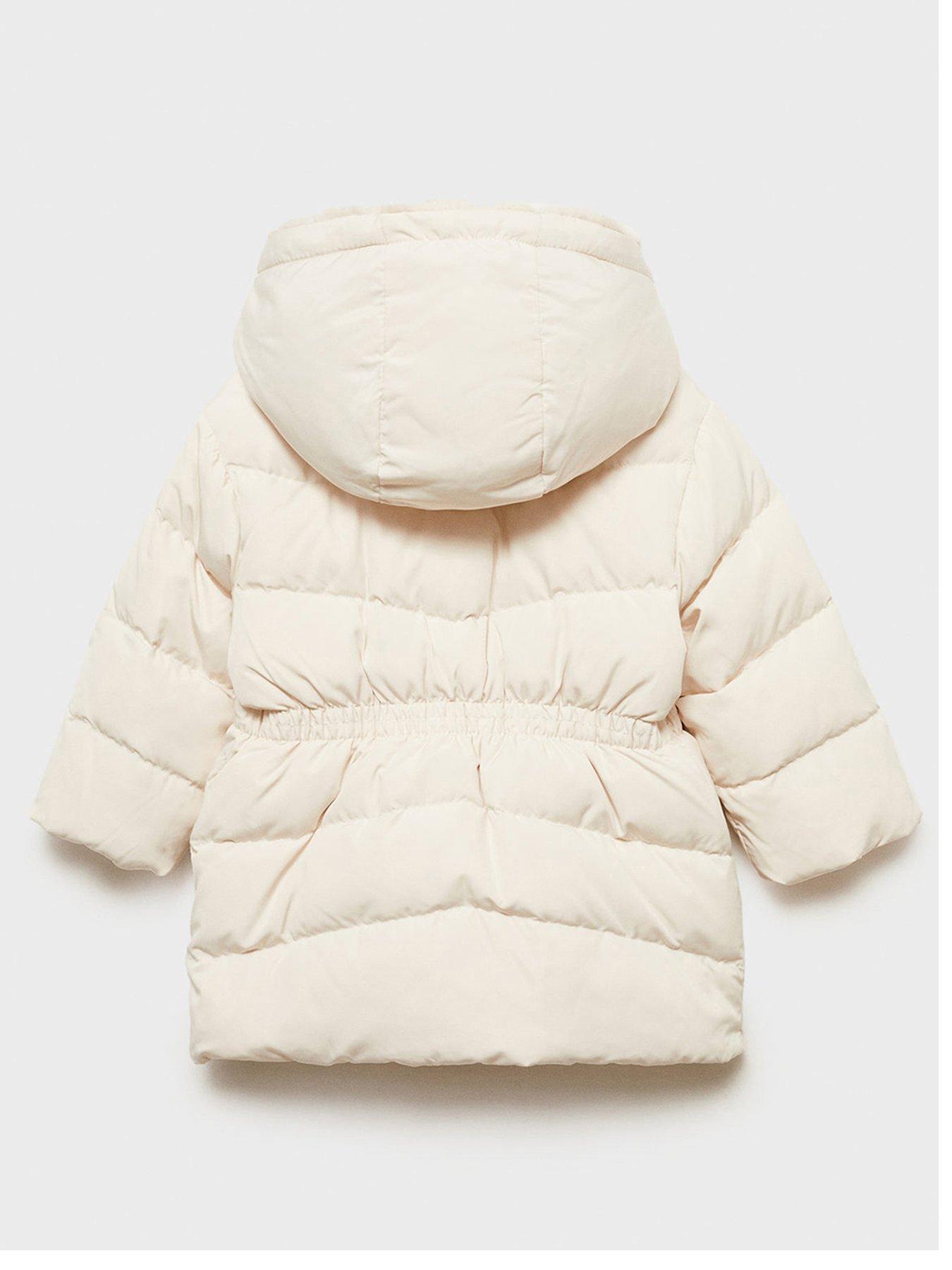 Image 2 of 4 of Mango Younger Girls Faux Fur Lined Padded Coat - Cream