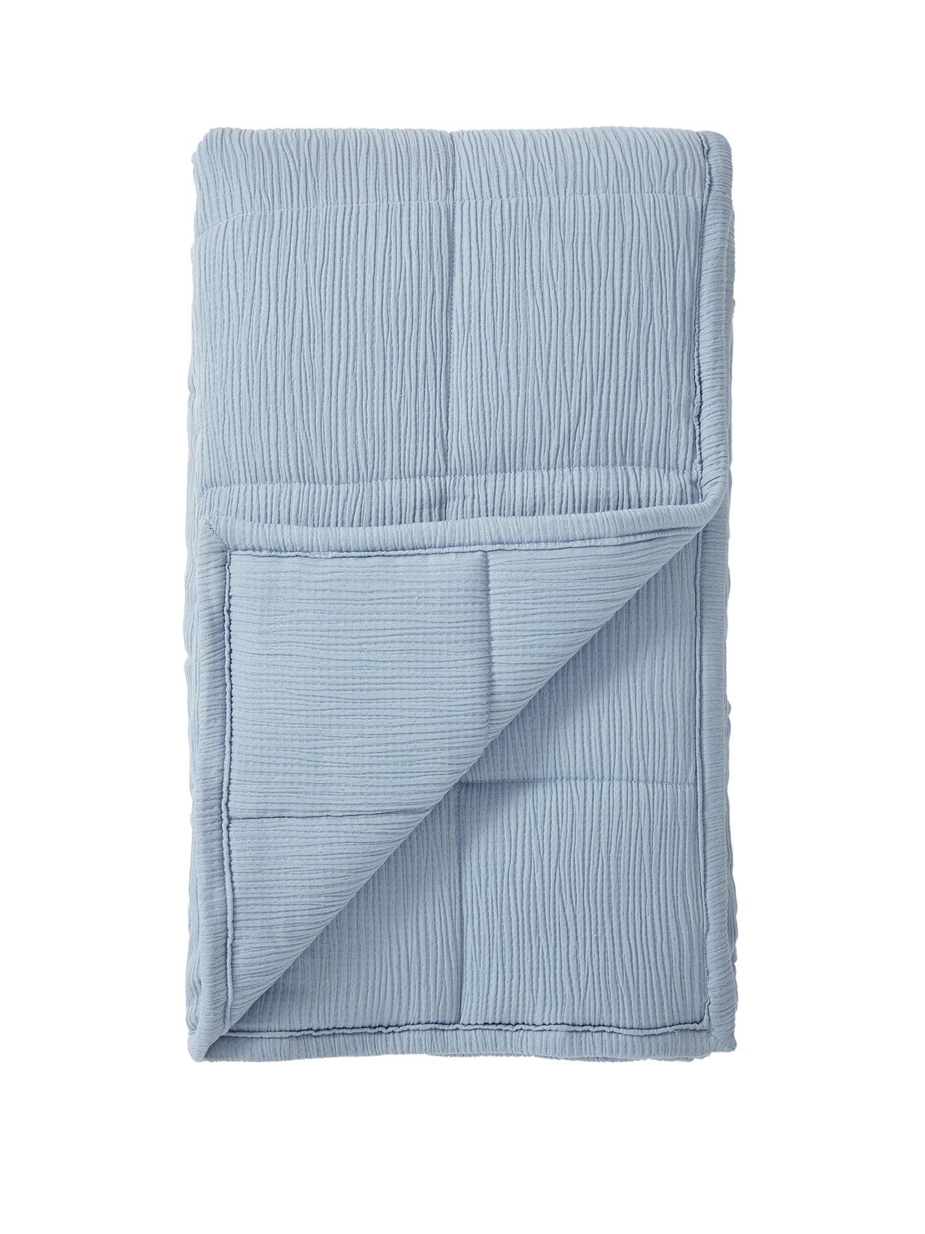 Image 2 of 3 of The Very Collection Muslin Quilted Bedspread Throw - Blue