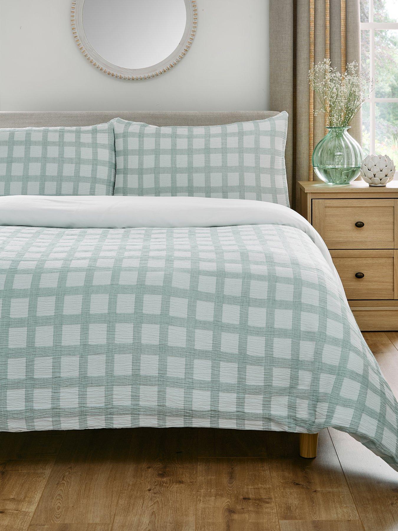 undefined Seersucker Check Duvet Cover Set