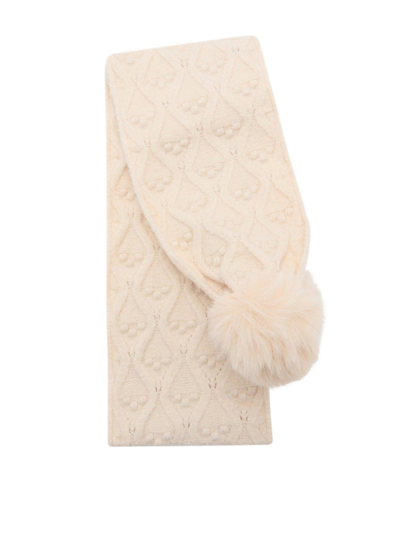 mango-girls-knitted-pom-scarf-beige