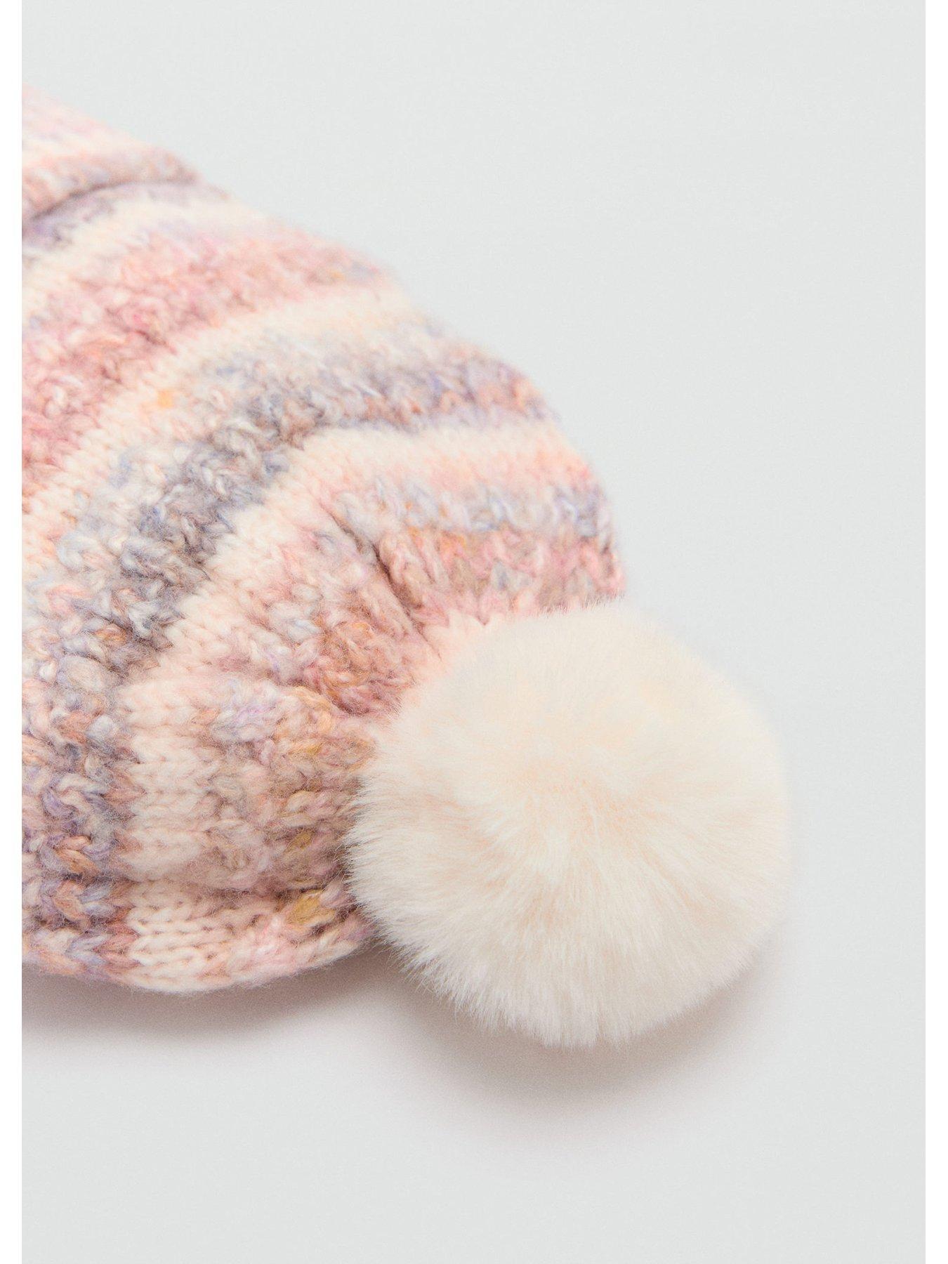 Image 2 of 2 of Mango Younger Girls Pom Pom Knitted Hat - Pink