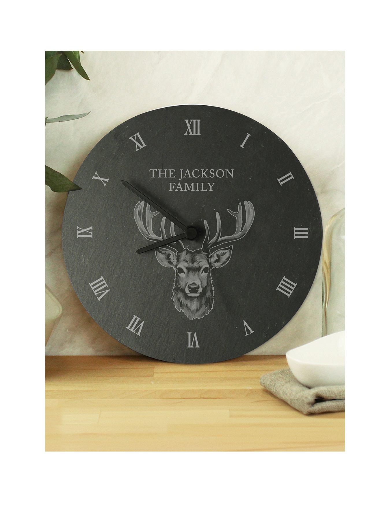 The Personalised Memento Company Personalised Stag Slate Clock