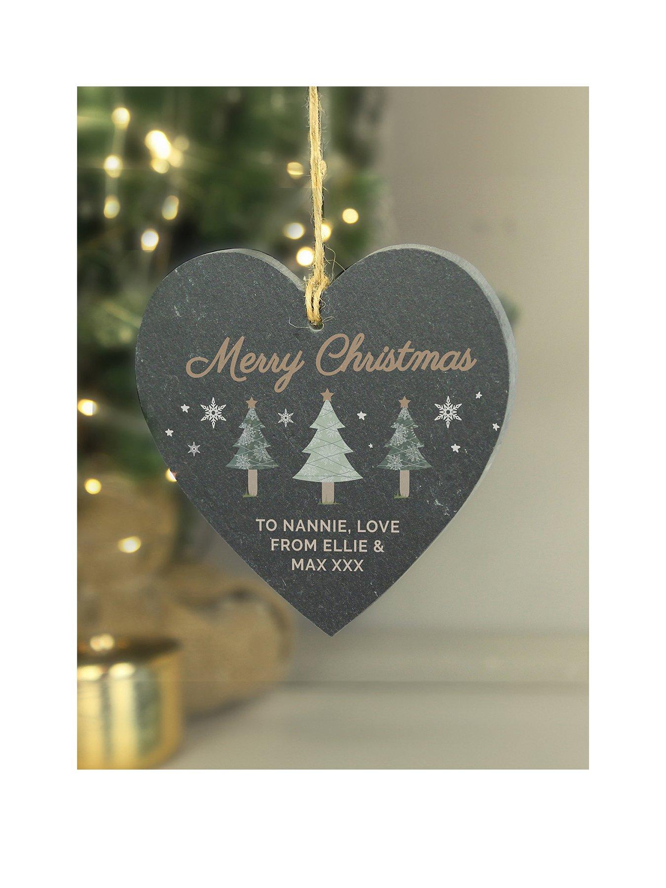 the-personalised-memento-company-personalised-christmas-tree-slate-heart-ornament