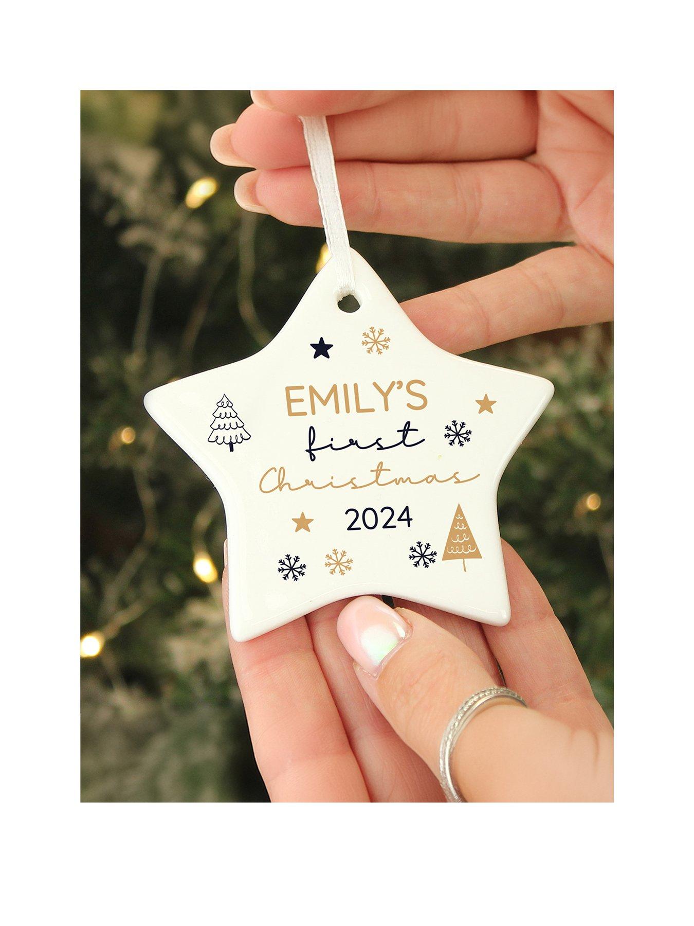 the-personalised-memento-company-personalised-first-christmas-star-christmas-tree-decoration