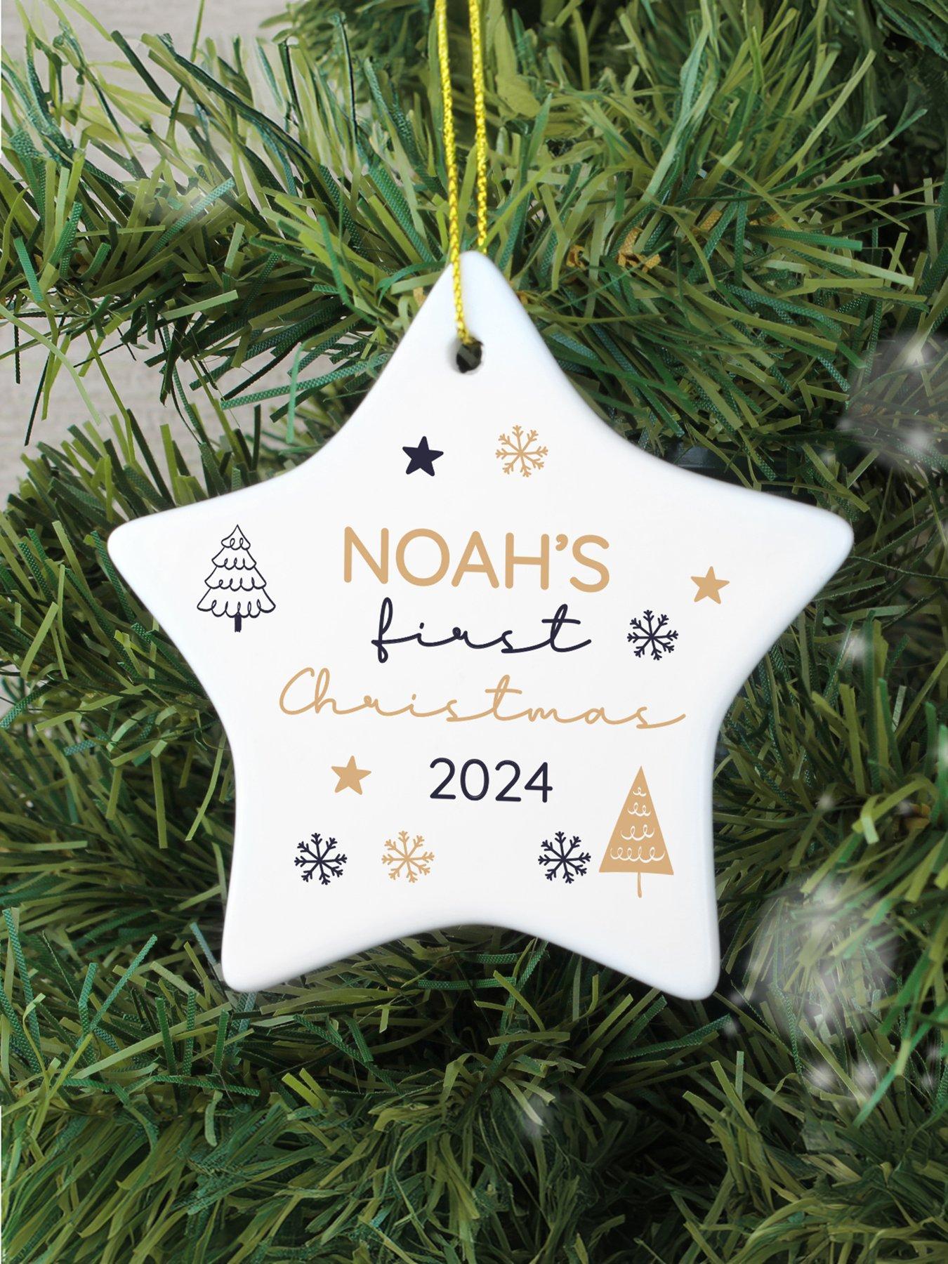 the-personalised-memento-company-personalised-first-christmas-star-christmas-tree-decorationstillFront