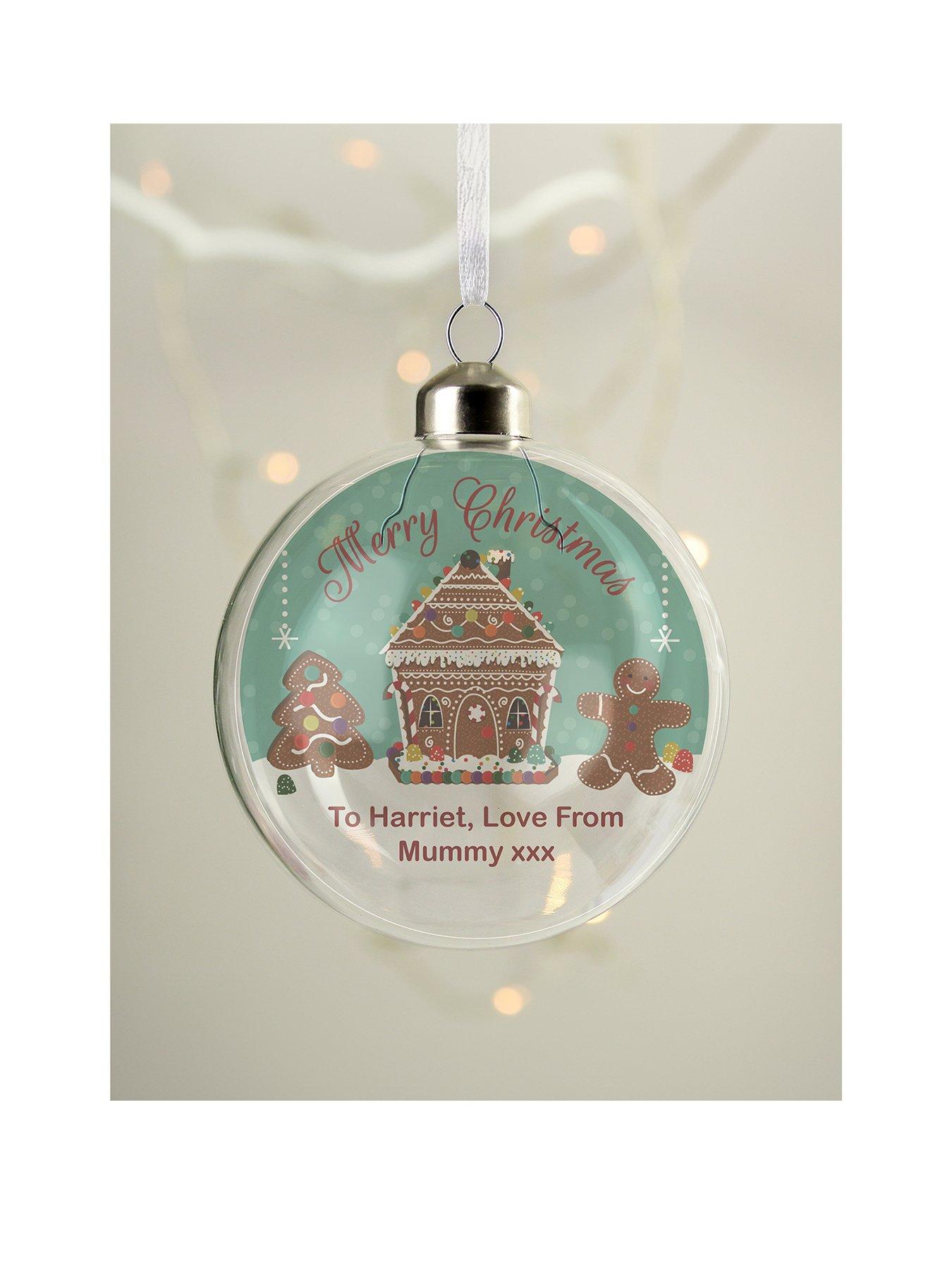 The Personalised Memento Company Personalised Gingerbread House Christmas Glass Bauble