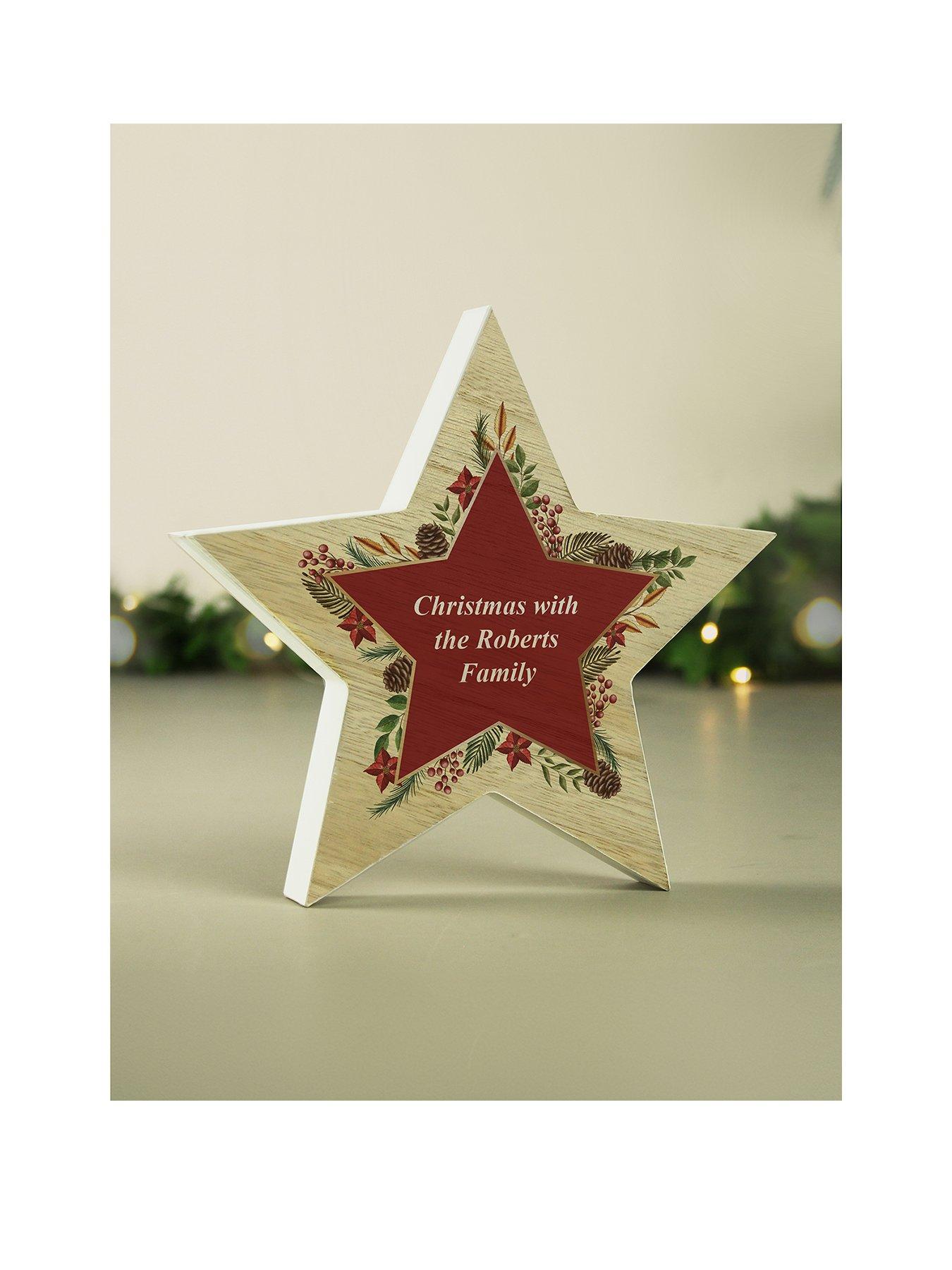 The Personalised Memento Company Personalised Christmas Wreath Wooden Star Ornament