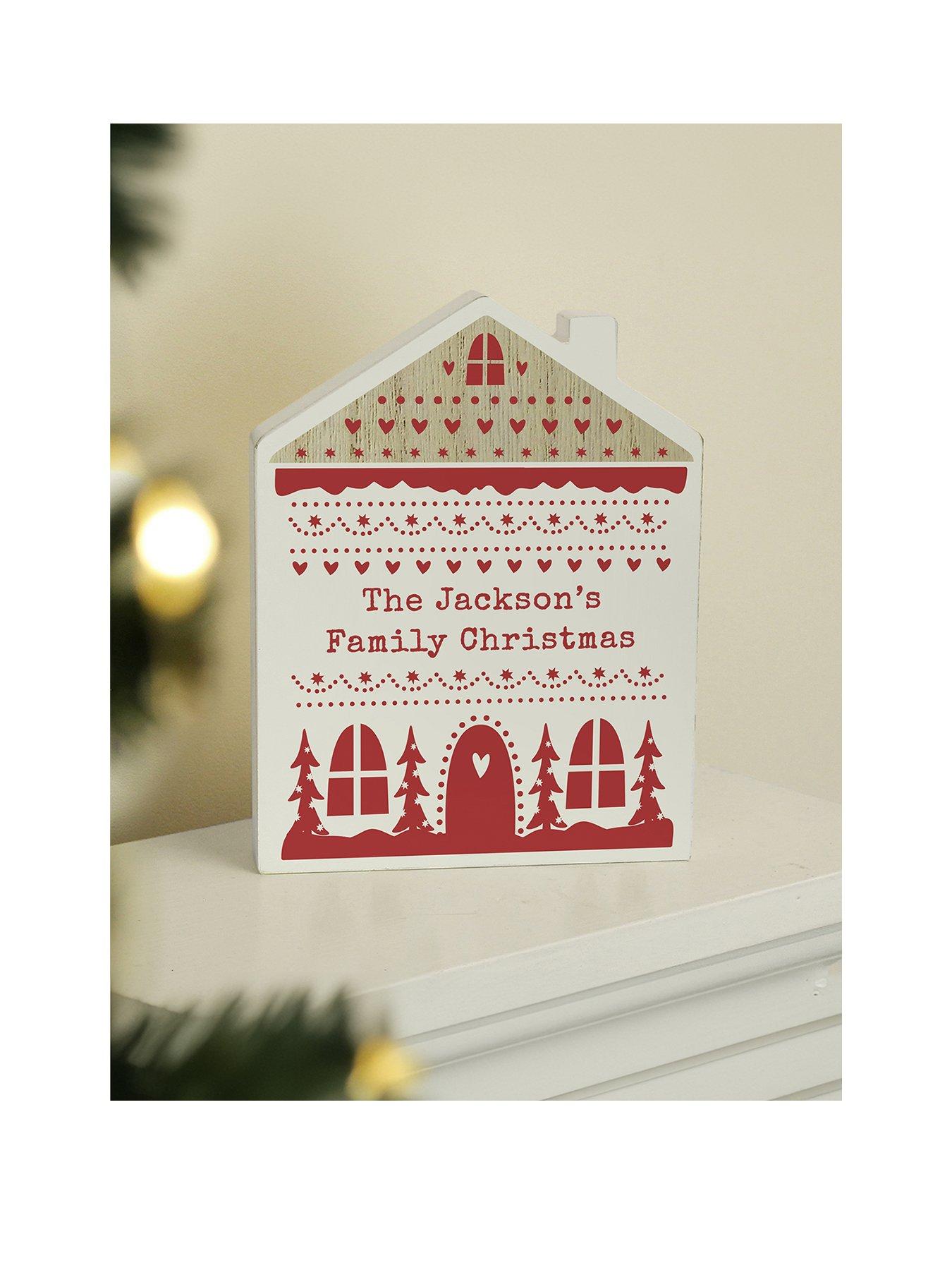 The Personalised Memento Company Personalised Christmas Fair Isle Wooden House Ornament